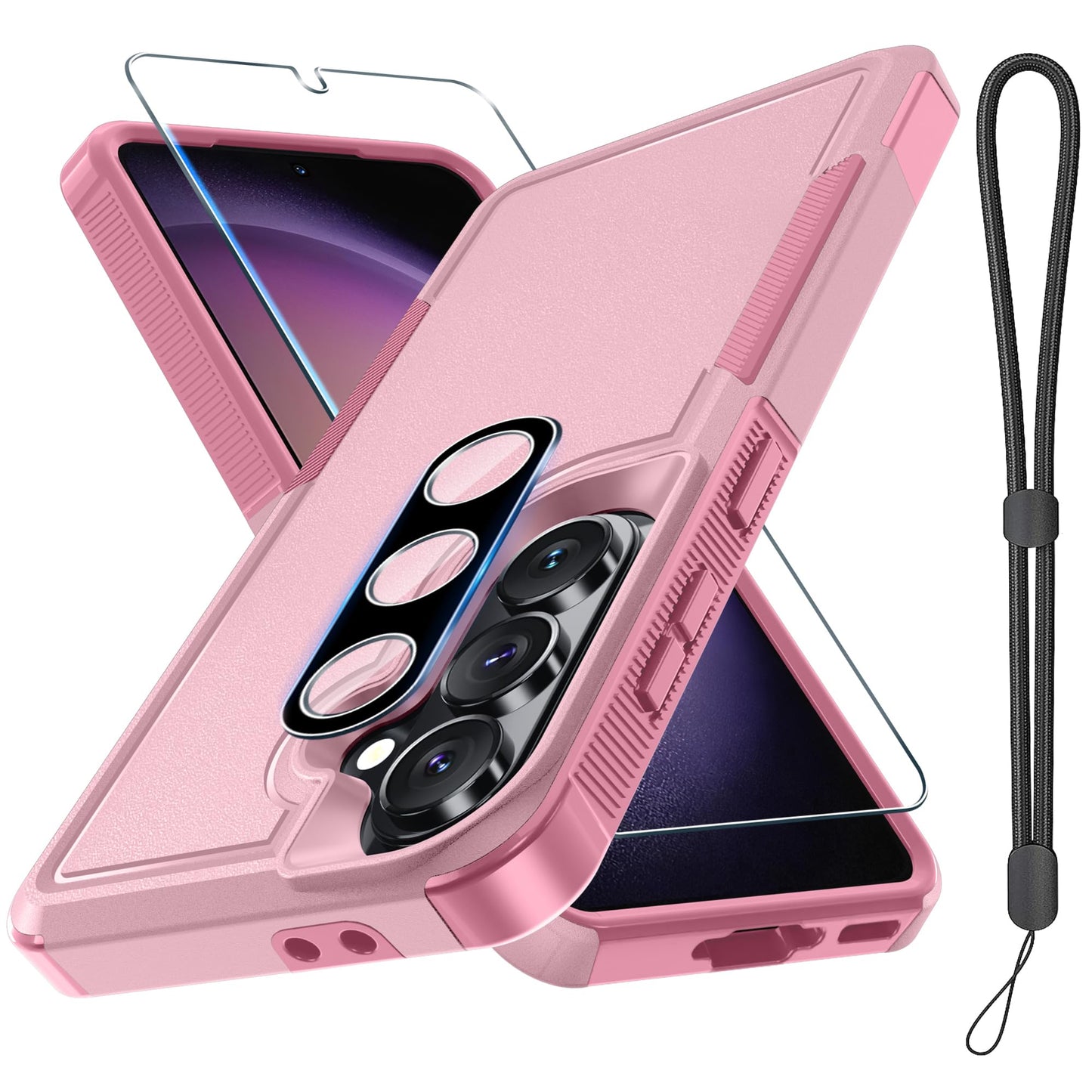 Case for Samsung Galaxy A17 5G Phone Cover with Screen Protector+Camera Lens Cover,Military Grade Heavy Duty Shockproof PhoneCase with Wrist Lanyard Strap for Sam A17,Mint Green