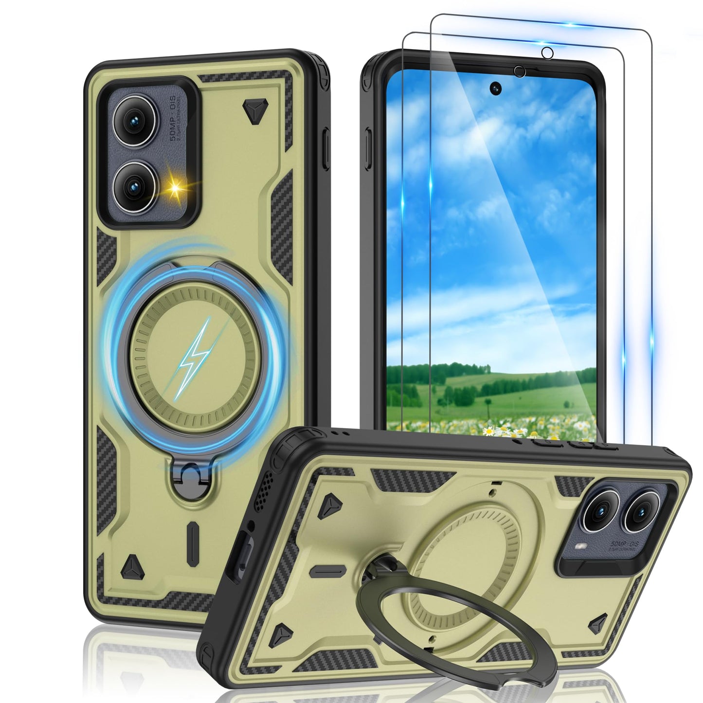Gritup for Moto G Power 5G 2026/2025 Magnetic Case Compatible with MagSafe & HD Screen Protector×2 Metal Rotated Kickstand Military Grade Shockproof Protective Moto G Power 5G 2026/2025 Black