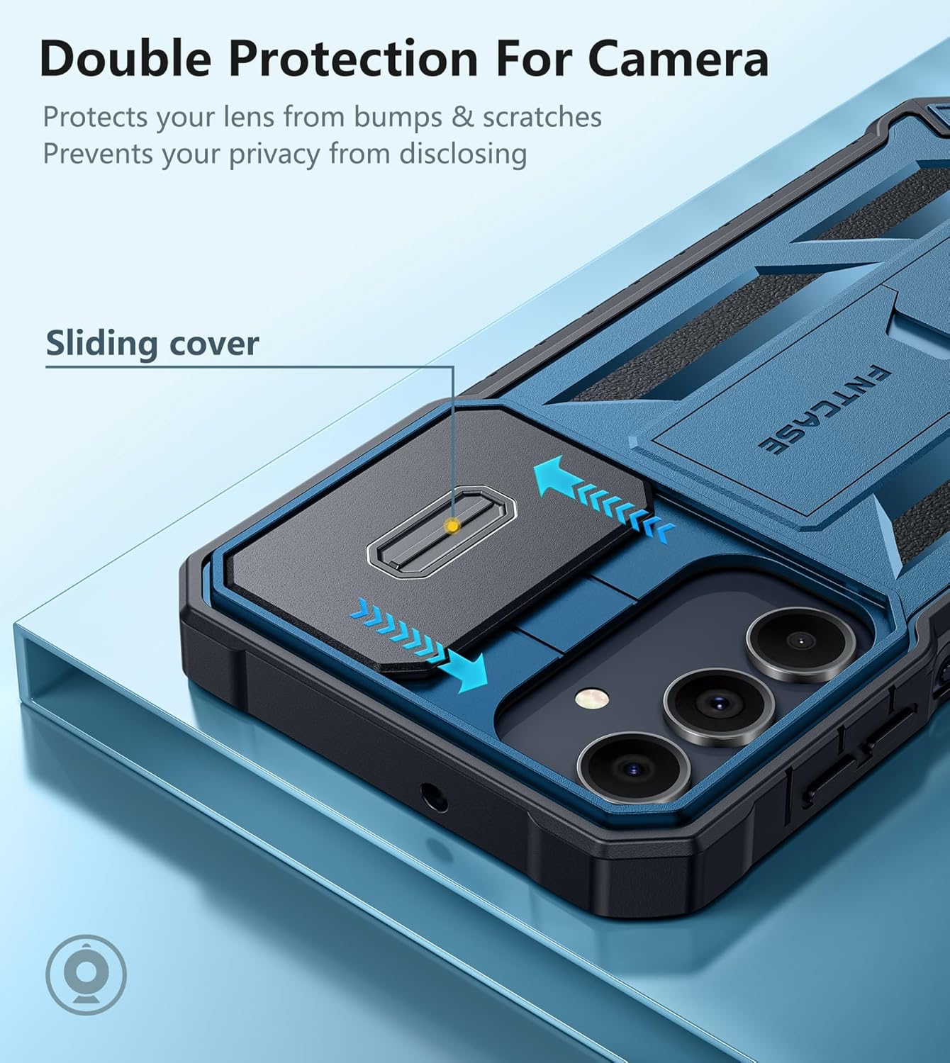 FNTCASE for Galaxy A17/A16-5G Case: Samsung A17 5G Military-Grade Dropproof Phone Cover with Kickstand & Slide Camera Cover | Protective Heavy Duty Rugged Phone Case Bumper Textured Protector (Blue)