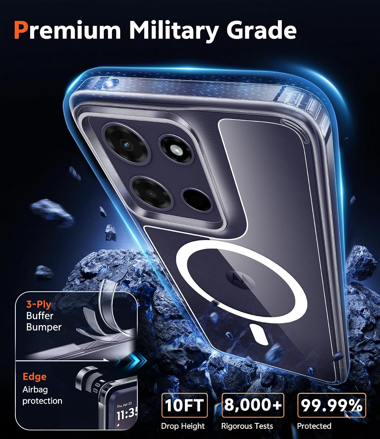 FNTCASE for Motorola Moto G-Power-5G-2026 Case: for Moto G Power 2025 Case Clear Slim Anti Yellowing Cell Phone Cover - Rugged Shockproof Protective Bumper Transparent Phonecase (Clear Magnetic)