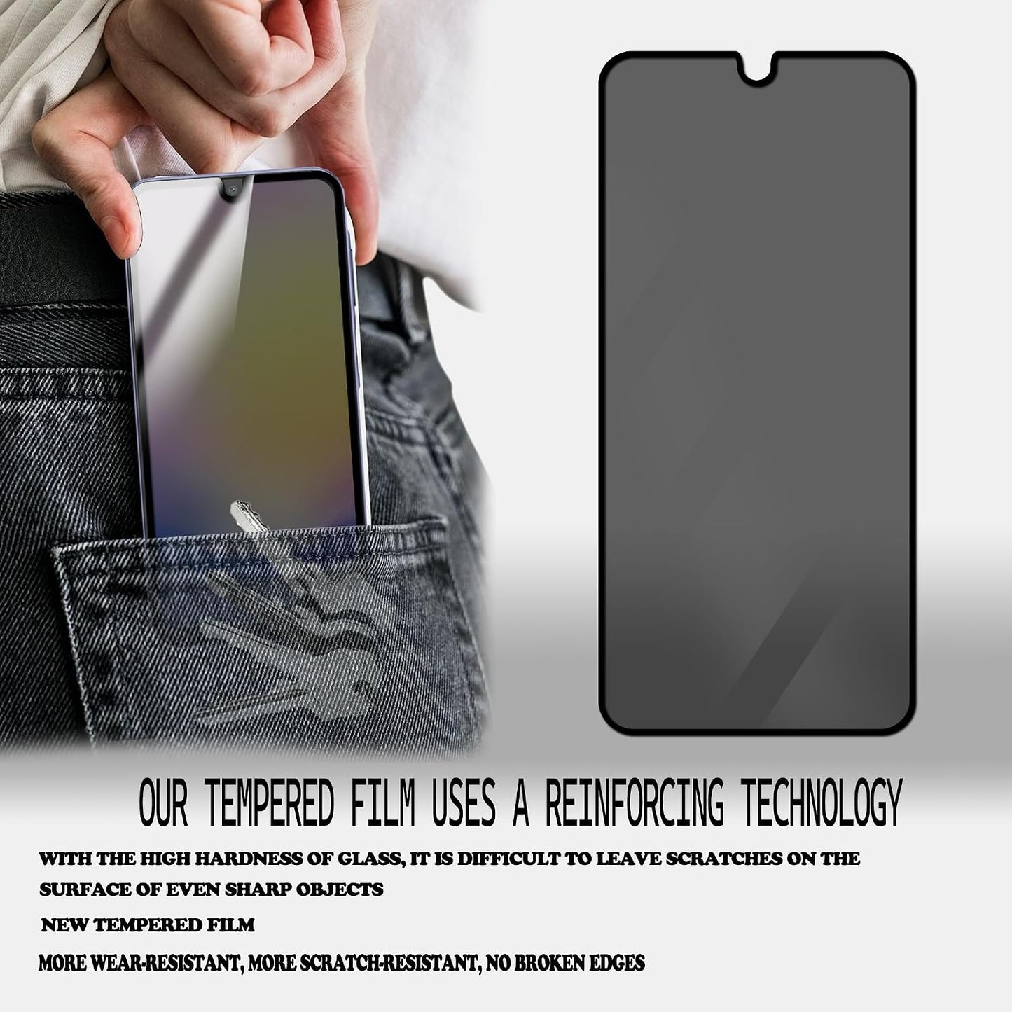 3Pack Privacy Screen Protector For Samsung Galaxy A25 5G Anti Spy Private Tempered Glass Film