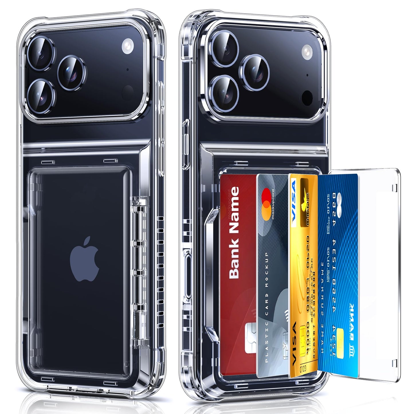 LeYi for iPhone-17 Wallet Case Clear: i Phone iphone17 Cases with Card Holder Protective iohone 17case Cover Women Funda para Heavy Duty Military Grade Hard Men ipone i17, Transparent