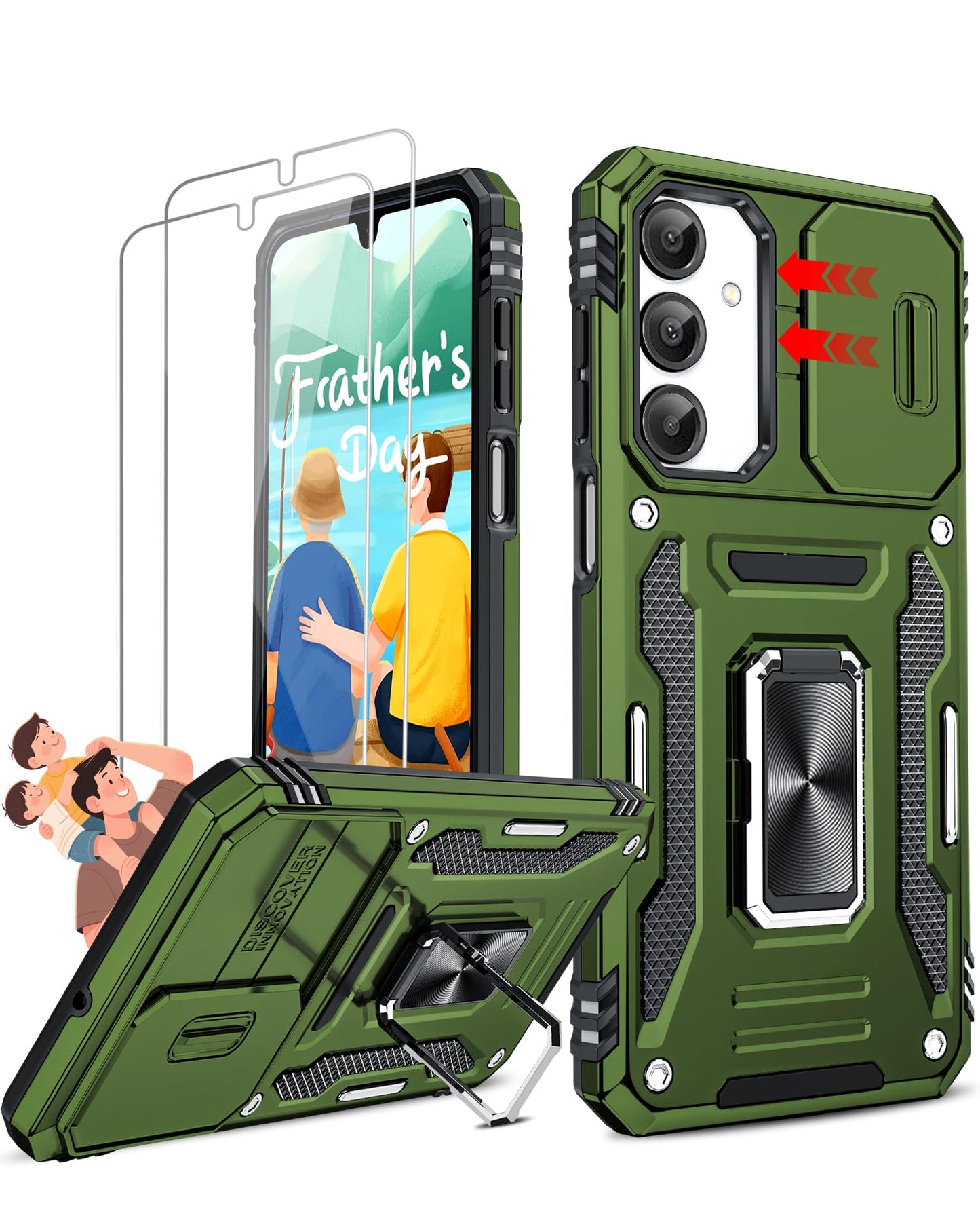 LeYi Compatible for Samsung Galaxy S24-FE Case: [𝗡𝗼𝘁 𝗳𝗶𝘁 𝗦𝟮𝟰 𝟱𝗚] Samsung S24 FE Case with S24FE Screen Protector X2 & Magnetic Stand, Military-Grade Cell Galaxy S 24 FE Phone, Black