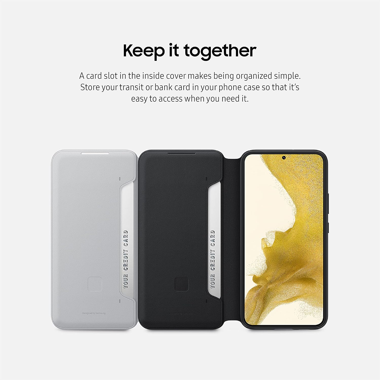 SAMSUNG Galaxy S22+ LED View Cover Protective Phone Case Black | Tap Control, Card Pocket, Customizable, Shockproof, US Version, EF-NS906PBEGUS
