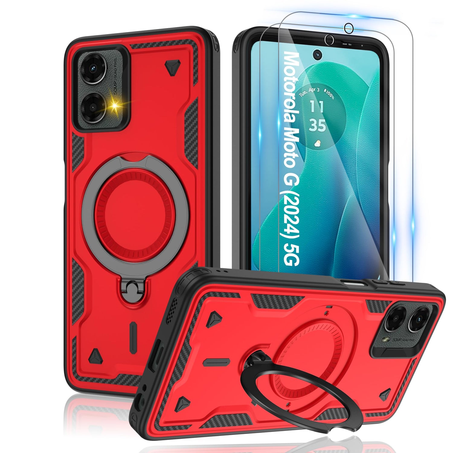 Gritup for Moto G Power 5G 2026/2025 Magnetic Case Compatible with MagSafe & HD Screen Protector×2 Metal Rotated Kickstand Military Grade Shockproof Protective Moto G Power 5G 2026/2025 Black
