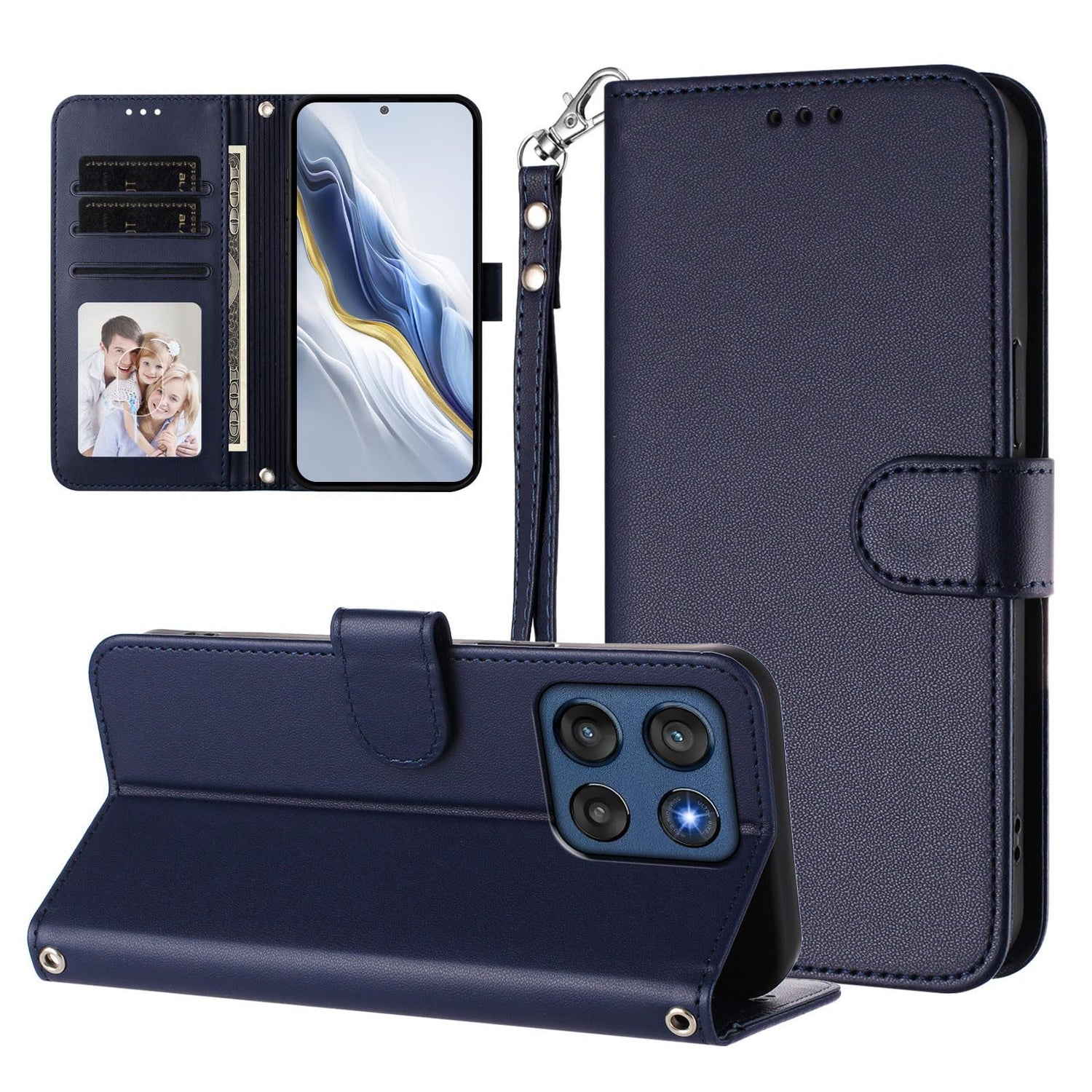 Wallet Case for Moto G Stylus 5G (2026/2025), with Card Holder | Cash Pocket | Wrist Stap | Wireless Charging | Kickstand | Magnetic Closure, Dark Purple