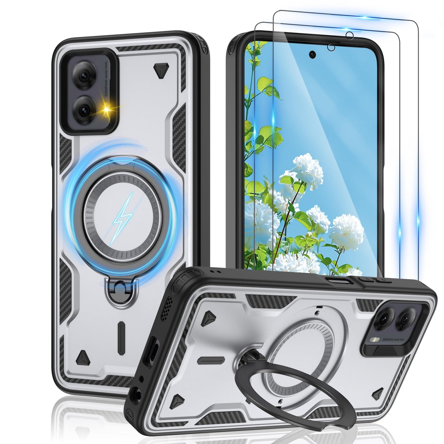 Gritup for Moto G Power 5G 2026/2025 Magnetic Case Compatible with MagSafe & HD Screen Protector×2 Metal Rotated Kickstand Military Grade Shockproof Protective Moto G Power 5G 2026/2025 Black