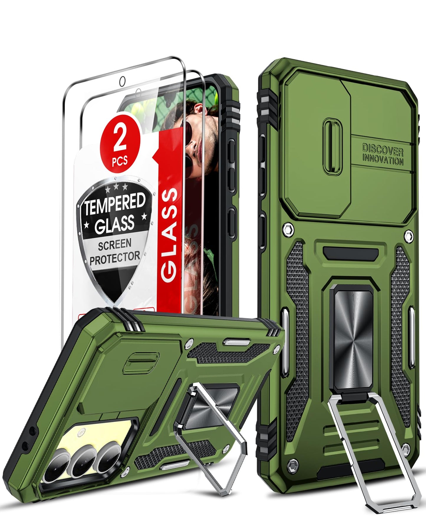 LeYi Compatible for Samsung Galaxy S24-FE Case: [𝗡𝗼𝘁 𝗳𝗶𝘁 𝗦𝟮𝟰 𝟱𝗚] Samsung S24 FE Case with S24FE Screen Protector X2 & Magnetic Stand, Military-Grade Cell Galaxy S 24 FE Phone, Black