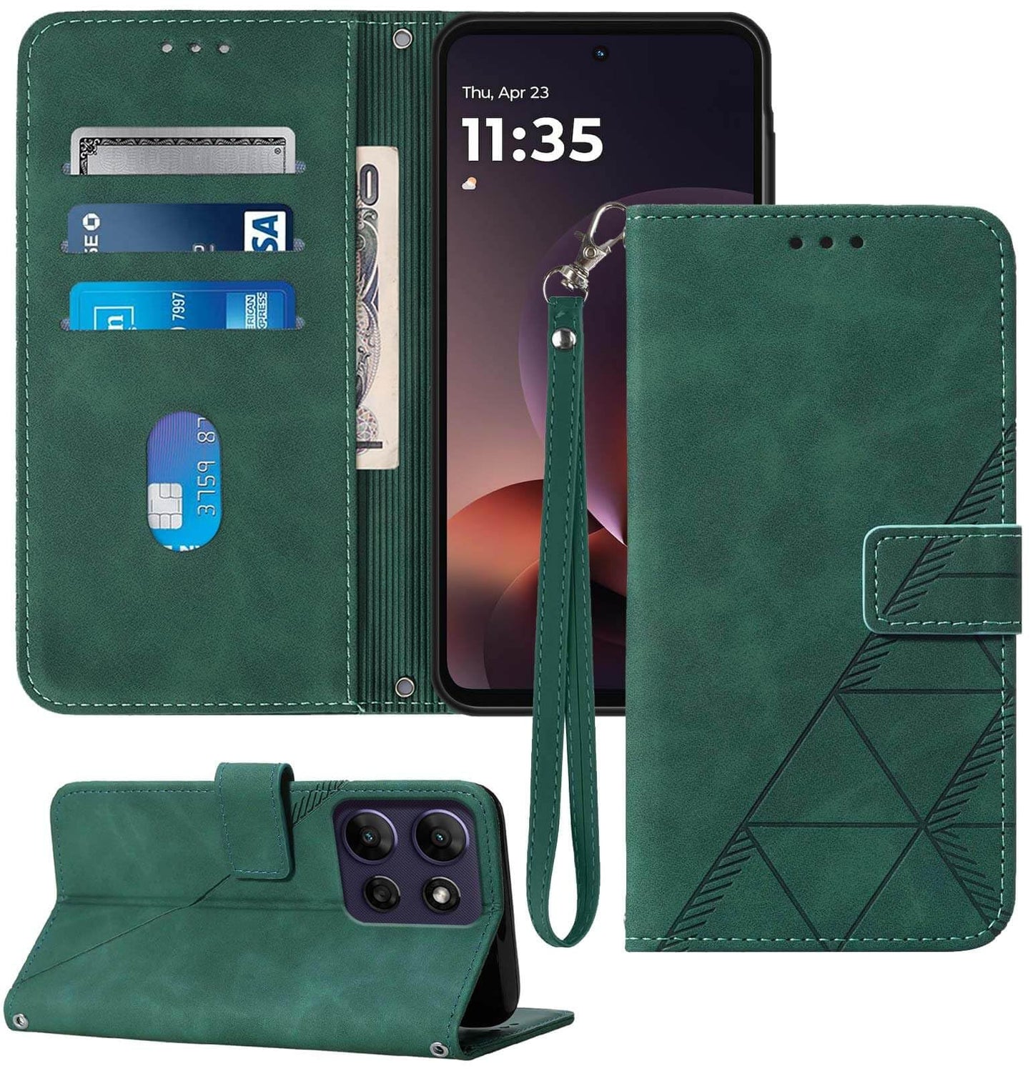 for Moto G Power 2026 Case Wallet, Card Holder Slots, Wrist Strap, TPU Interior Phone Protective, Stand PU Leather Flip Cases Cover for Moto G Power - 2026 (Black)