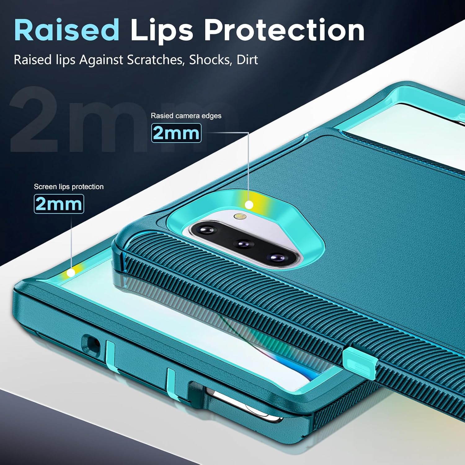 LeYi Compatible for Galaxy Note 10 Case[Not for Plus/+], Upgrade 3-in-1 Full Body Shockproof Rubber Outer Cover Heavy Duty Tough Rugged Dustproof Defender Protection Case for Samsung Note 10 (Teal)