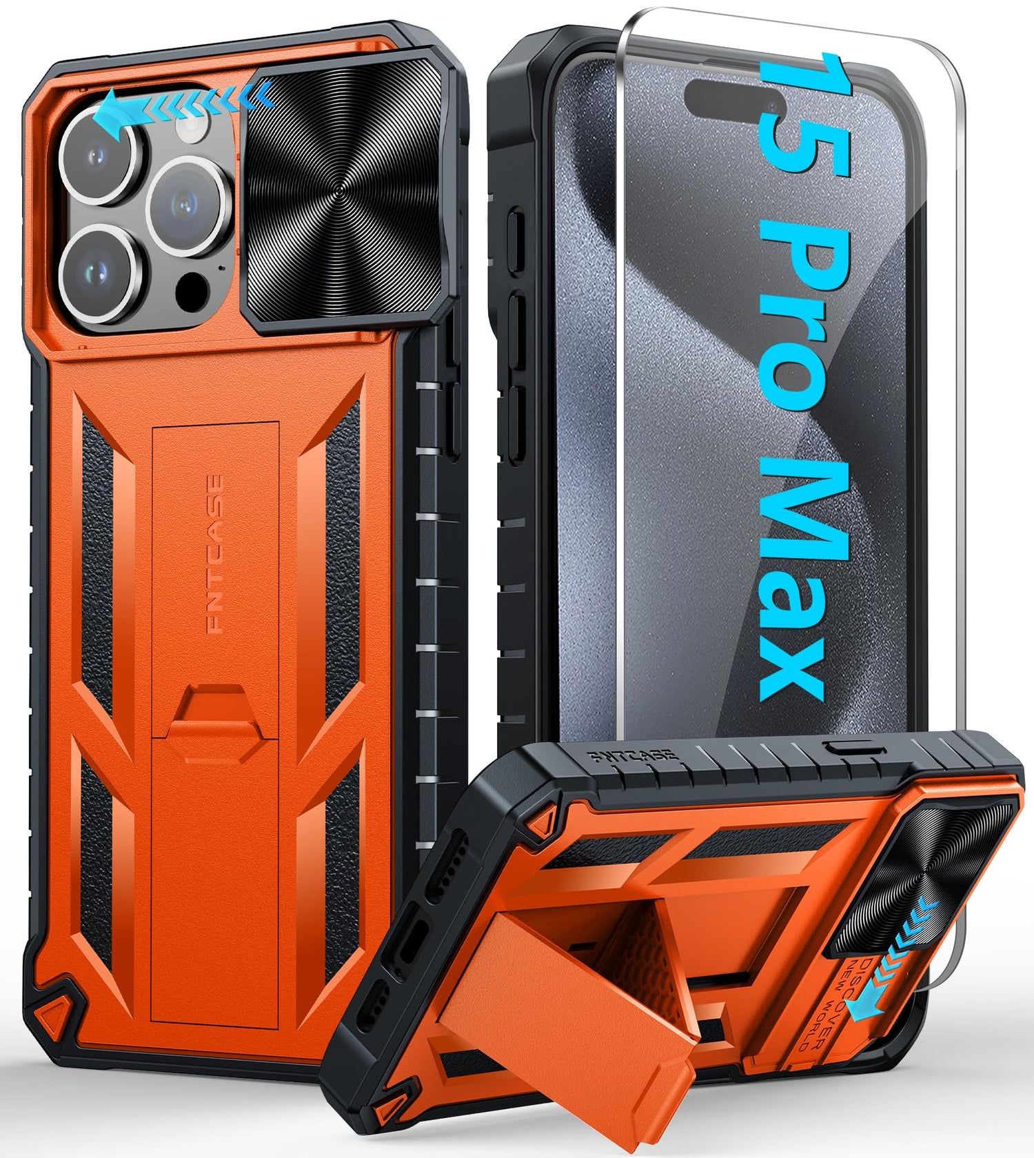 FNTCASE for Galaxy A17/A16-5G Case: Samsung A17 5G Military-Grade Dropproof Phone Cover with Kickstand & Slide Camera Cover | Protective Heavy Duty Rugged Phone Case Bumper Textured Protector (Blue)