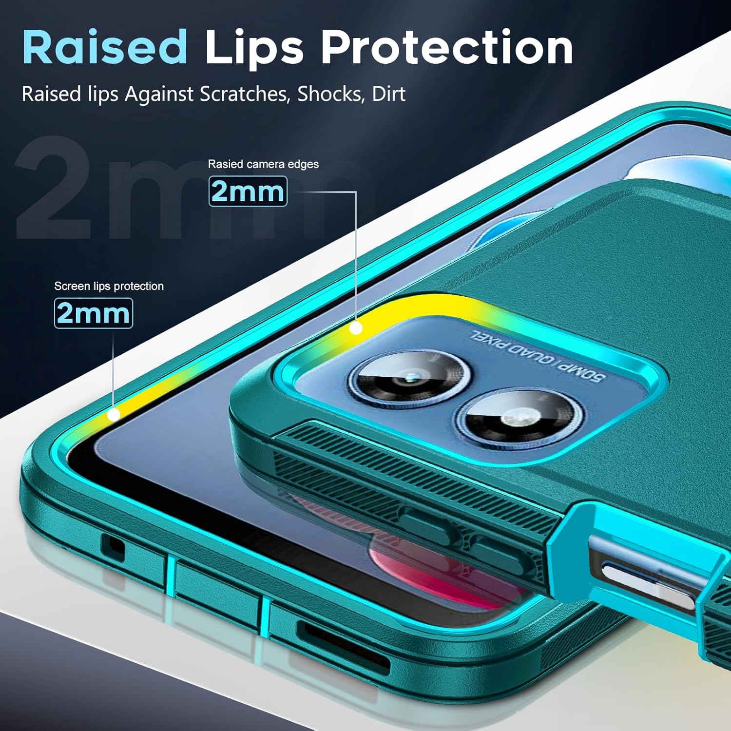 LeYi Compatible for Moto-G-Play-2024 Case 4G: Motorola G Play 2024 Phone Case 4G [Not Fit G Play 5G 2024] with 2 Pack HD Screen Protectors, Heavy Duty 3 in 1 Shockproof Protective Funda, Teal