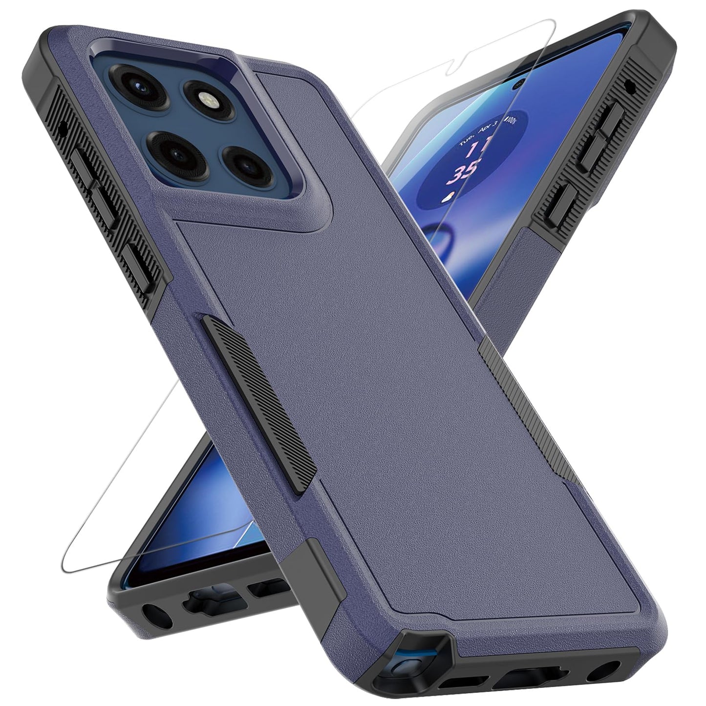 for Moto G Stylus 2025/2026 Case: Dual Layer Protective Heavy Duty Cell Phone Cover Shockproof Rugged with Screen Protector - Military Protection Bumper Tough - for G Stylus 2025/2026, Black