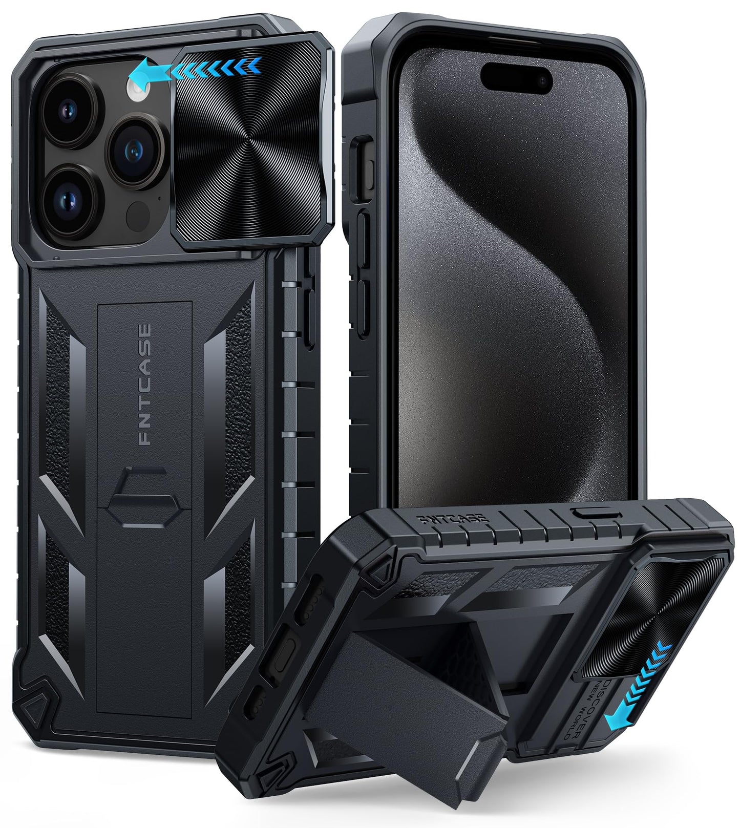 FNTCASE for Galaxy A17/A16-5G Case: Samsung A17 5G Military-Grade Dropproof Phone Cover with Kickstand & Slide Camera Cover | Protective Heavy Duty Rugged Phone Case Bumper Textured Protector (Blue)