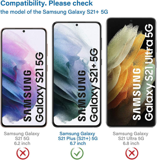 NEW'C 3 Pack Designed for Samsung Galaxy S21 Plus / S21+ 5G (6.7),Screen Protector Tempered Glass, Anti-Fingerprints, 9H Hardness, 0.33mm Ultra Transparent, Ultra Resistant
