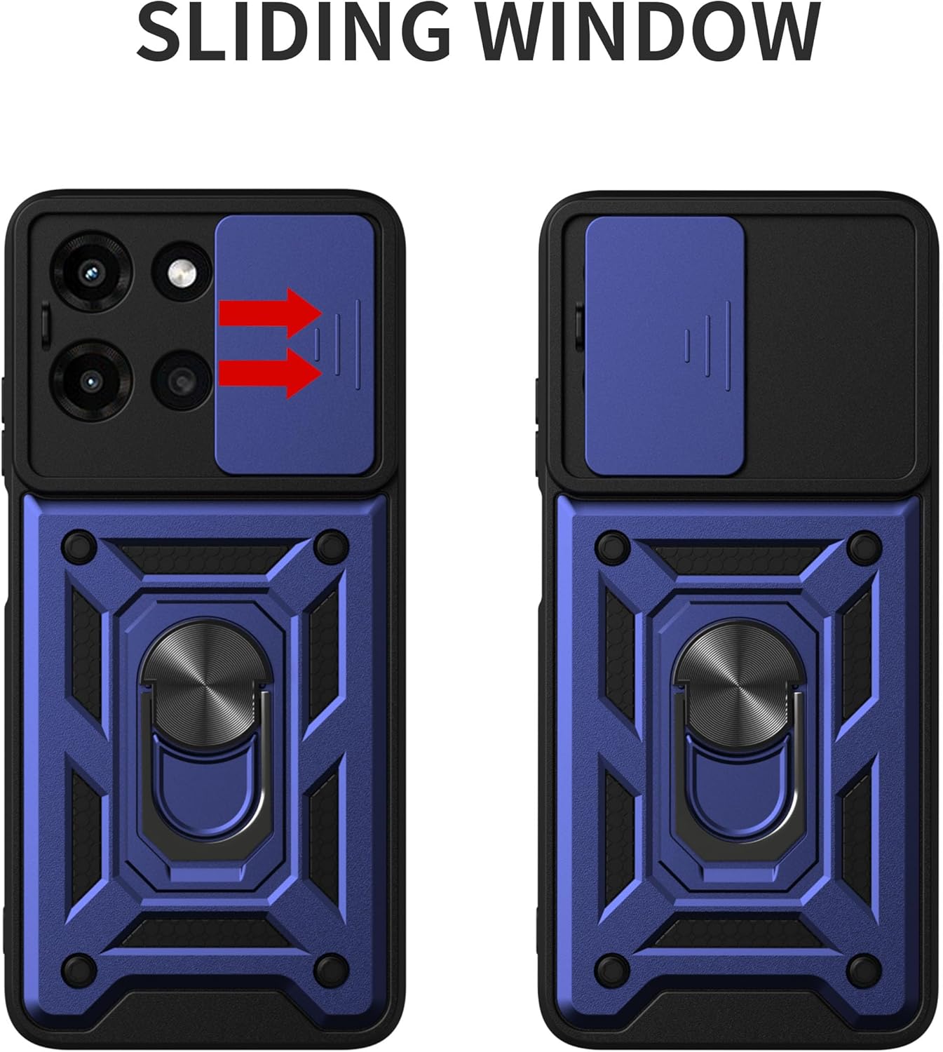 for Moto G 2025 Case：Moto G 2025 Phone Case with 2PC Screen Protector,Sliding Camera Cover and Multi Angle Stand for Moto G 5G 2025 Case,Blue