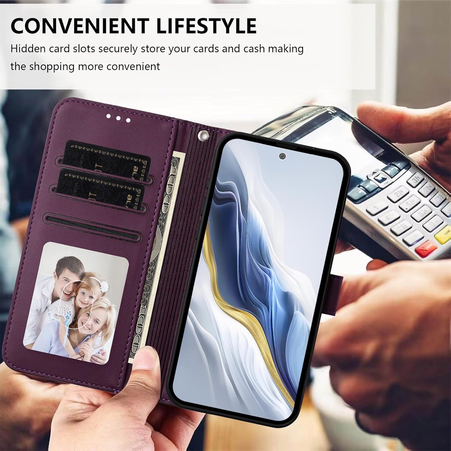 Wallet Case for Moto G Stylus 5G (2026/2025), with Card Holder | Cash Pocket | Wrist Stap | Wireless Charging | Kickstand | Magnetic Closure, Dark Purple