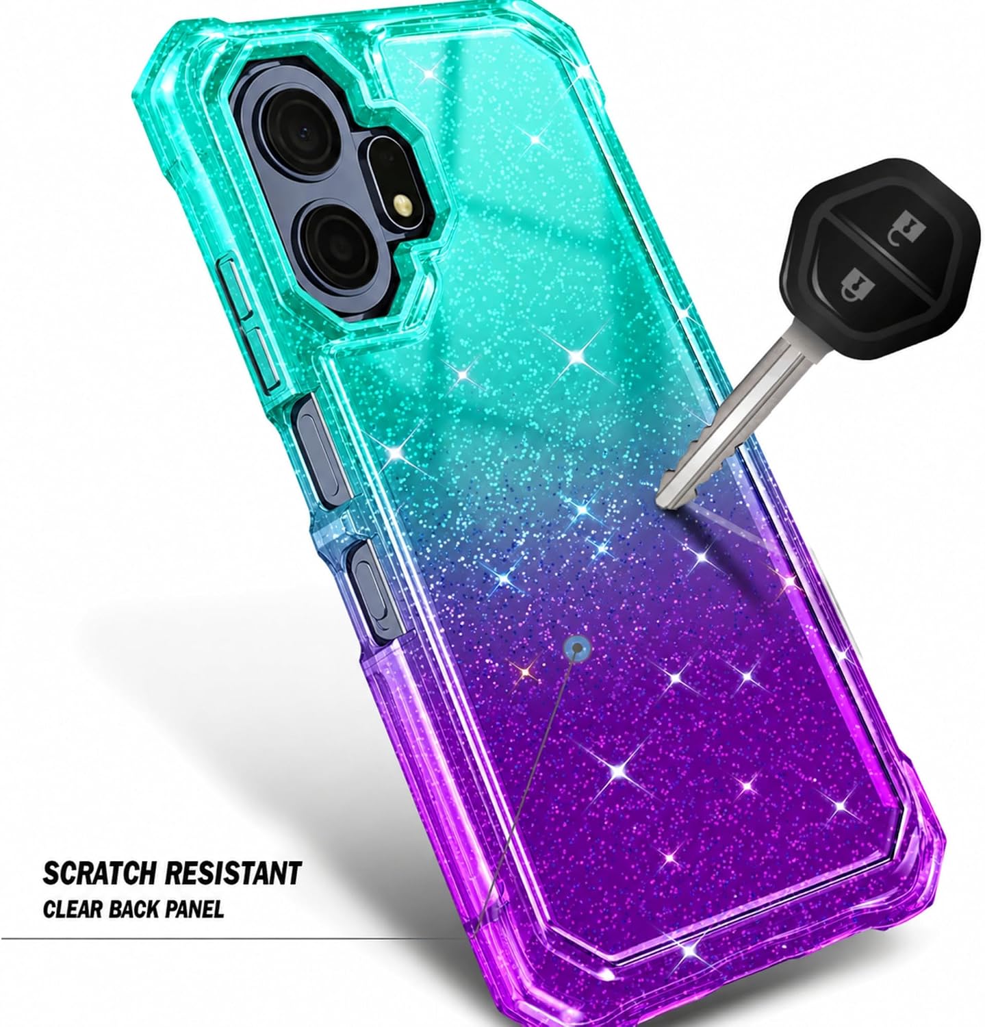 for TCL NXTPAPER 70 Pro Case, Shockproof Cover, Glitter Aqua/Purple