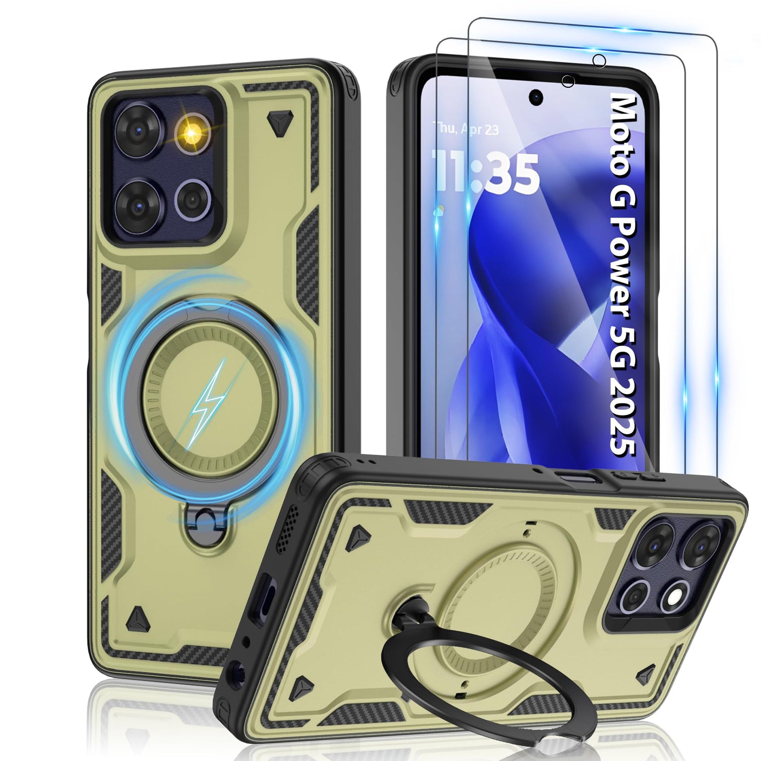 Gritup for Moto G Power 5G 2026/2025 Magnetic Case Compatible with MagSafe & HD Screen Protector×2 Metal Rotated Kickstand Military Grade Shockproof Protective Moto G Power 5G 2026/2025 Black