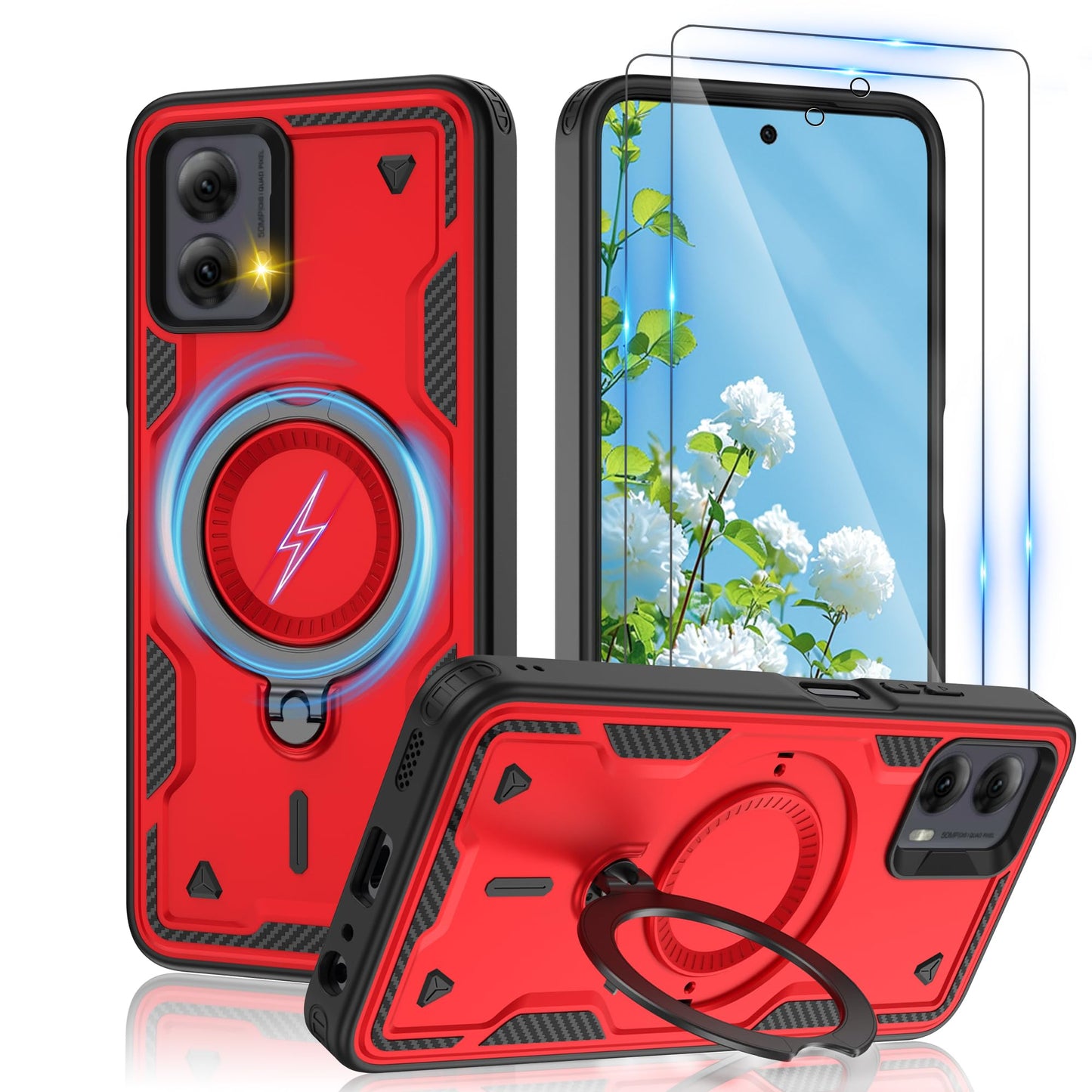 Gritup for Moto G Power 5G 2026/2025 Magnetic Case Compatible with MagSafe & HD Screen Protector×2 Metal Rotated Kickstand Military Grade Shockproof Protective Moto G Power 5G 2026/2025 Black