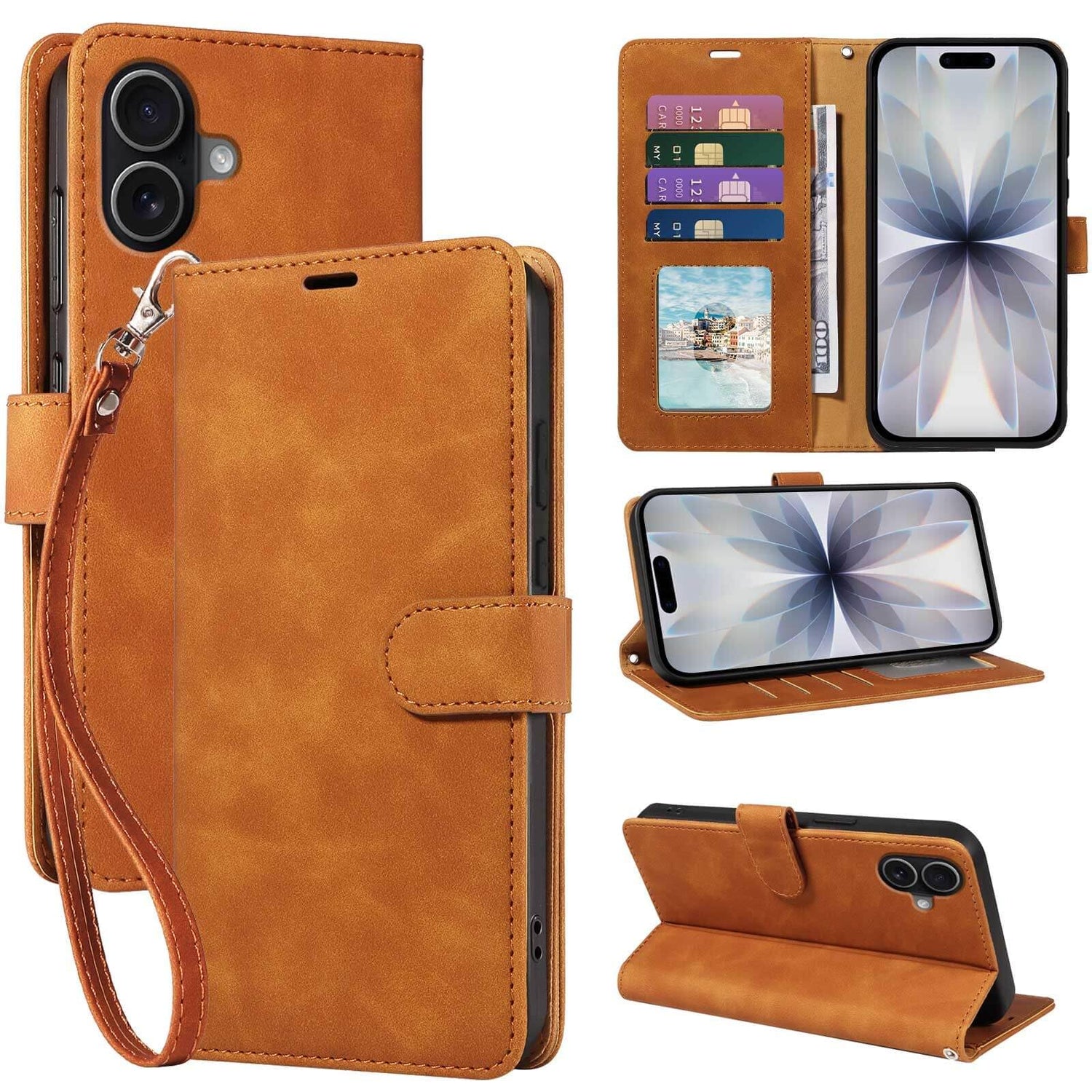 RFID Blocking for iPhone 17 Wallet Case, 4 Card Slots Holder, Wrist Strap, Soft PU Leather, Shockproof Protective, Phone Stand, Flip Cases, Magnetic Closure, Folio Cover (Green)