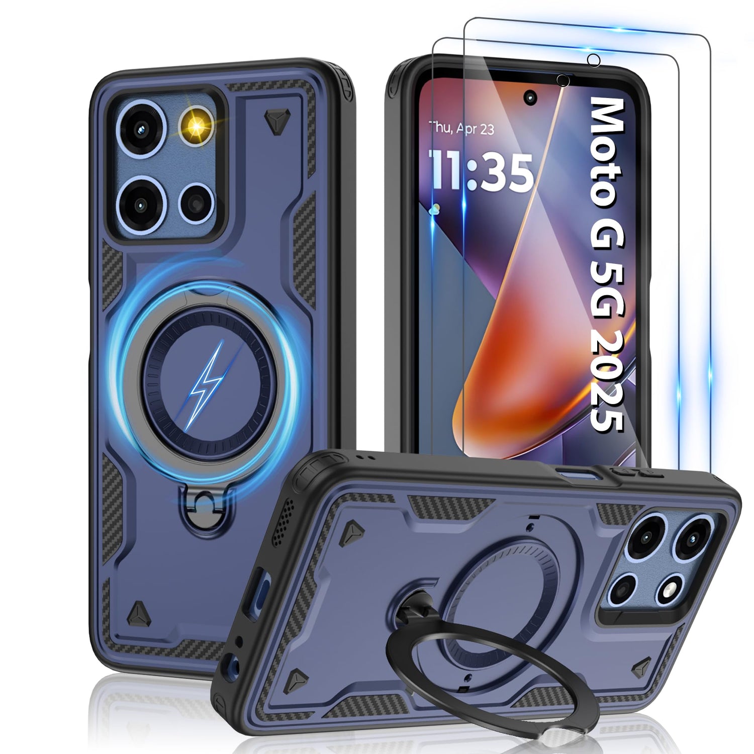 Gritup for Moto G Power 5G 2026/2025 Magnetic Case Compatible with MagSafe & HD Screen Protector×2 Metal Rotated Kickstand Military Grade Shockproof Protective Moto G Power 5G 2026/2025 Black