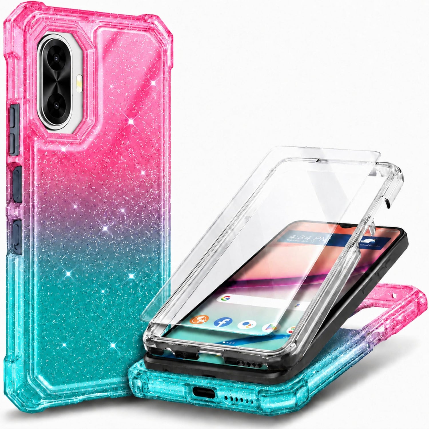 for TCL NXTPAPER 70 Pro Case, Shockproof Cover, Glitter Aqua/Purple