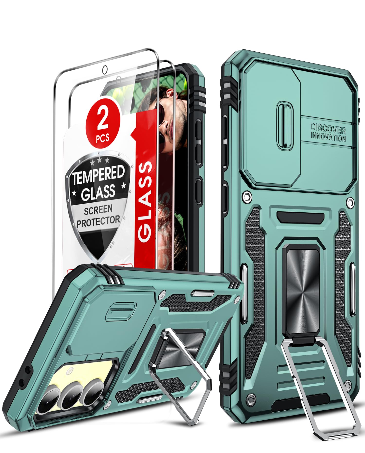 LeYi Compatible for Samsung Galaxy S24-FE Case: [𝗡𝗼𝘁 𝗳𝗶𝘁 𝗦𝟮𝟰 𝟱𝗚] Samsung S24 FE Case with S24FE Screen Protector X2 & Magnetic Stand, Military-Grade Cell Galaxy S 24 FE Phone, Black