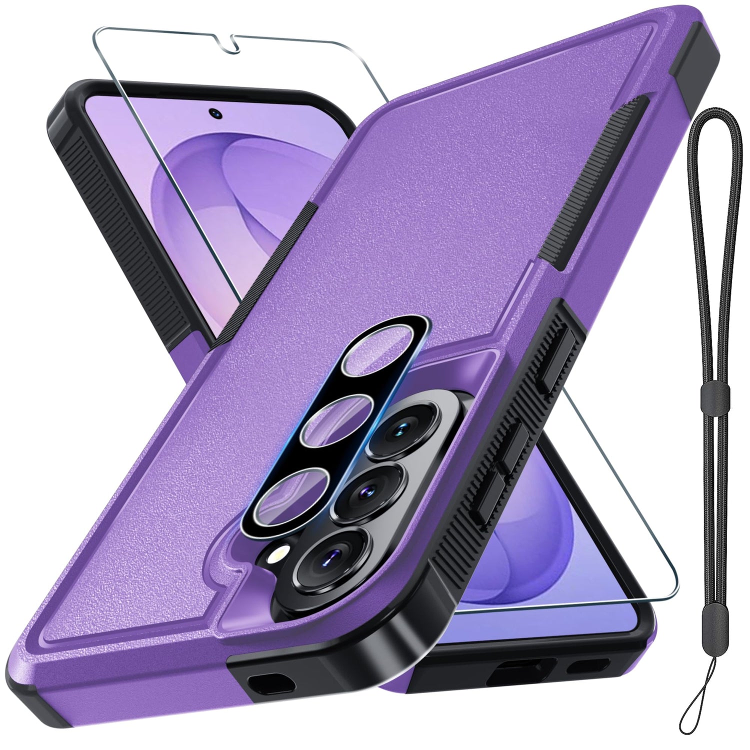 Case for Samsung Galaxy A17 5G Phone Cover with Screen Protector+Camera Lens Cover,Military Grade Heavy Duty Shockproof PhoneCase with Wrist Lanyard Strap for Sam A17,Mint Green