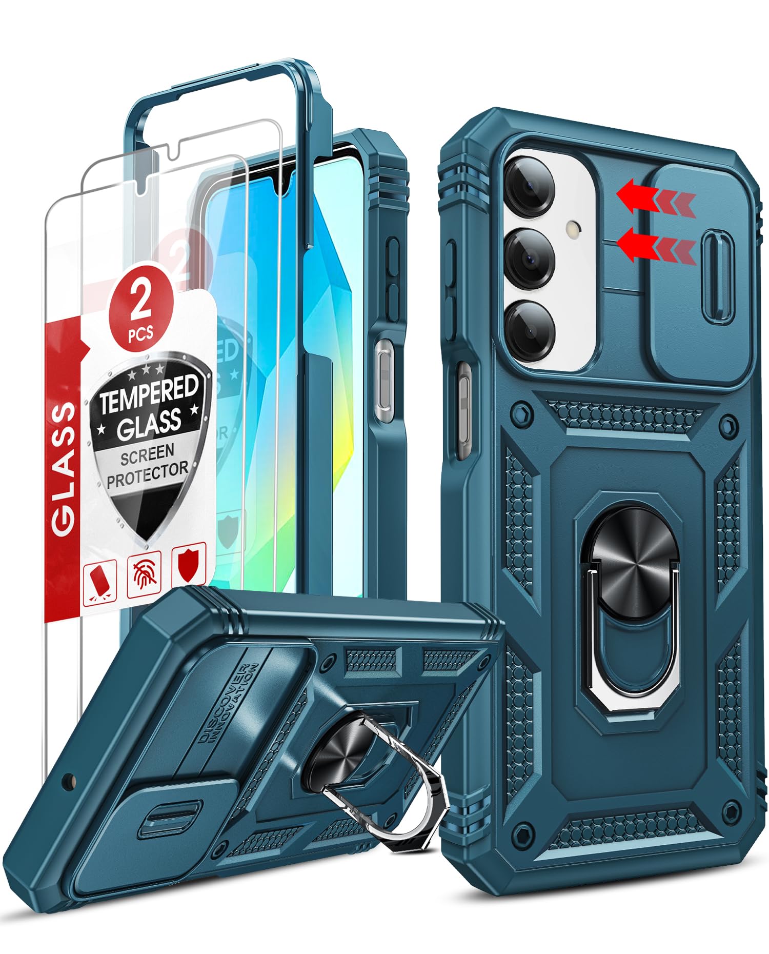 LeYi Compatible for Samsung Galaxy S24-FE Case: [𝗡𝗼𝘁 𝗳𝗶𝘁 𝗦𝟮𝟰 𝟱𝗚] Samsung S24 FE Case with S24FE Screen Protector X2 & Magnetic Stand, Military-Grade Cell Galaxy S 24 FE Phone, Black