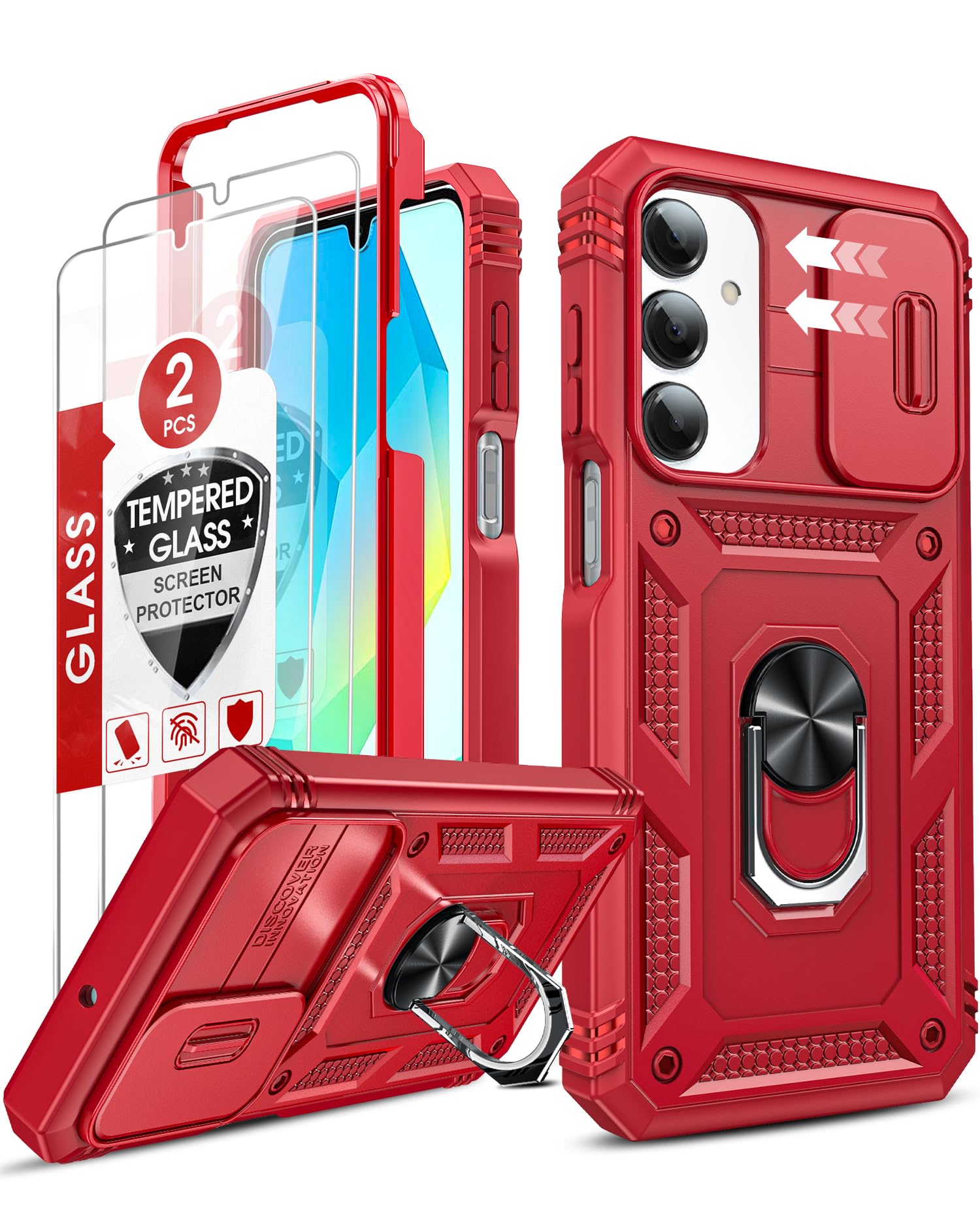 LeYi Compatible for Samsung Galaxy S24-FE Case: [𝗡𝗼𝘁 𝗳𝗶𝘁 𝗦𝟮𝟰 𝟱𝗚] Samsung S24 FE Case with S24FE Screen Protector X2 & Magnetic Stand, Military-Grade Cell Galaxy S 24 FE Phone, Black