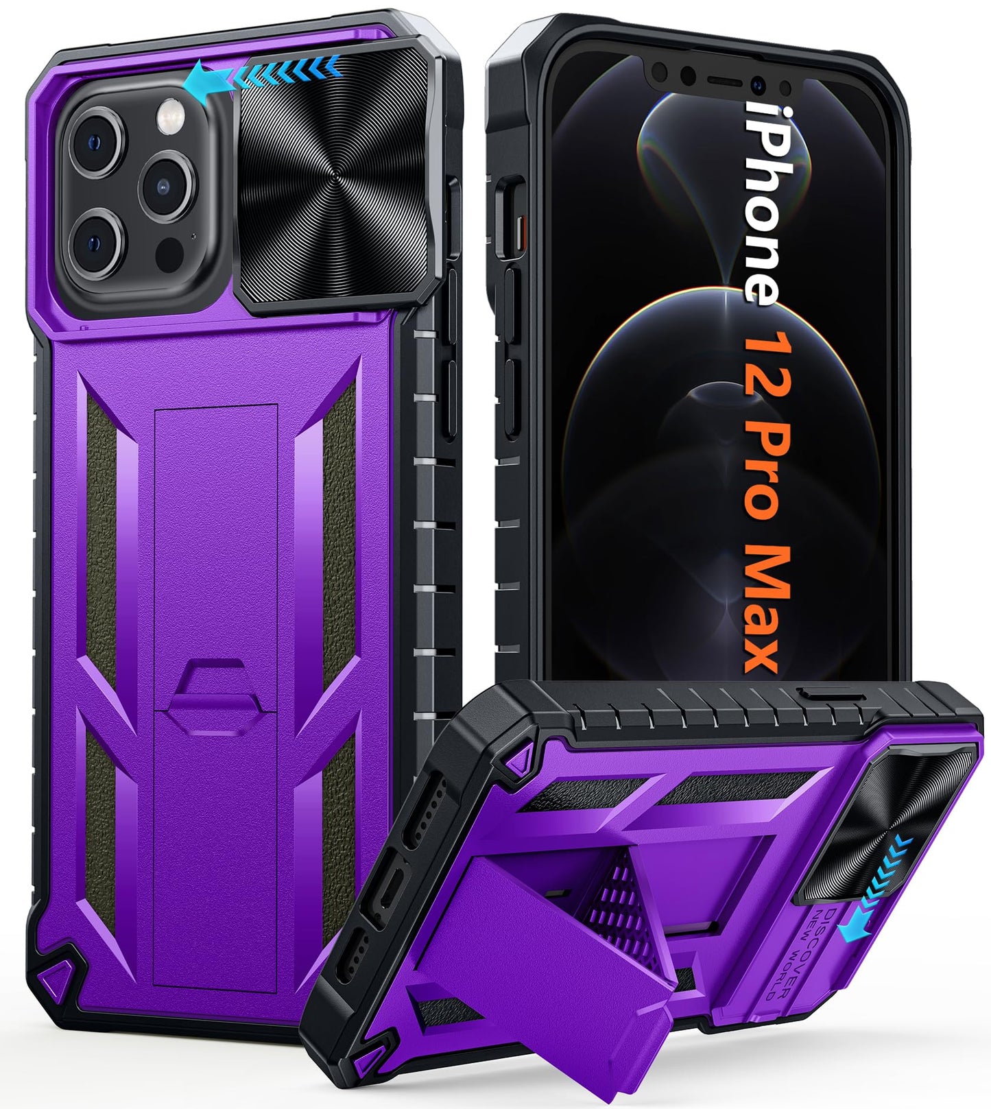 FNTCASE for Galaxy A17/A16-5G Case: Samsung A17 5G Military-Grade Dropproof Phone Cover with Kickstand & Slide Camera Cover | Protective Heavy Duty Rugged Phone Case Bumper Textured Protector (Blue)