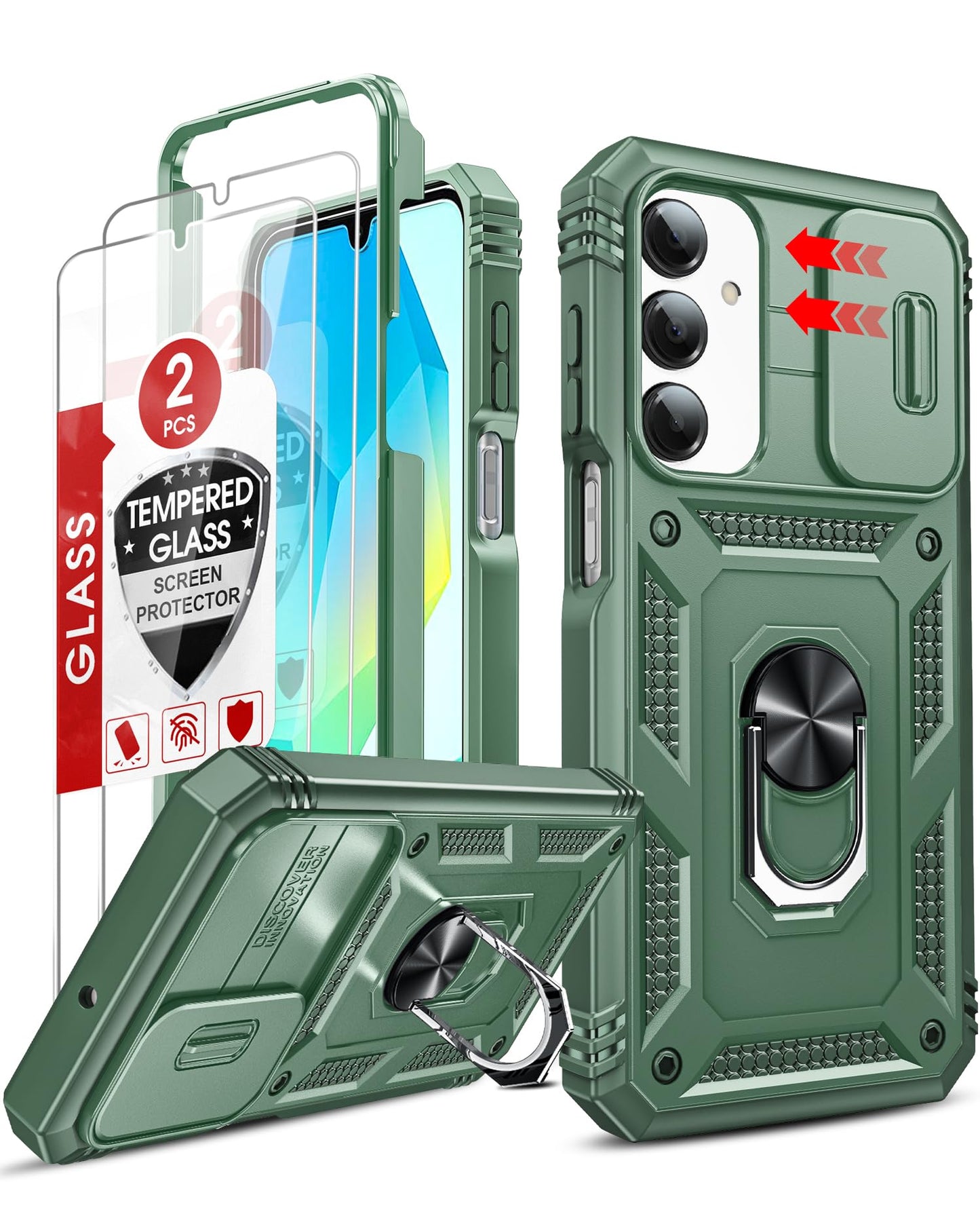 LeYi Compatible for Samsung Galaxy S24-FE Case: [𝗡𝗼𝘁 𝗳𝗶𝘁 𝗦𝟮𝟰 𝟱𝗚] Samsung S24 FE Case with S24FE Screen Protector X2 & Magnetic Stand, Military-Grade Cell Galaxy S 24 FE Phone, Black