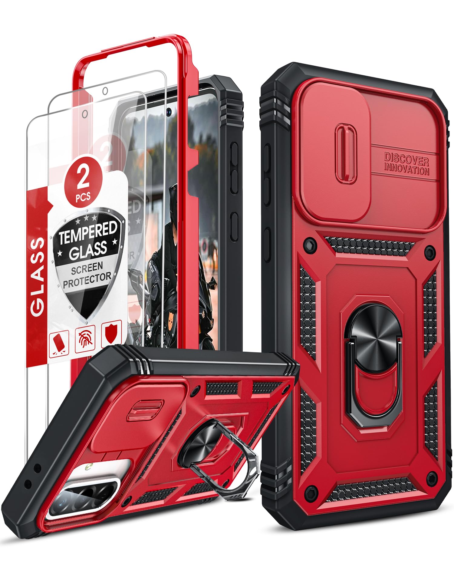 LeYi Compatible for Samsung Galaxy S24-FE Case: [𝗡𝗼𝘁 𝗳𝗶𝘁 𝗦𝟮𝟰 𝟱𝗚] Samsung S24 FE Case with S24FE Screen Protector X2 & Magnetic Stand, Military-Grade Cell Galaxy S 24 FE Phone, Black