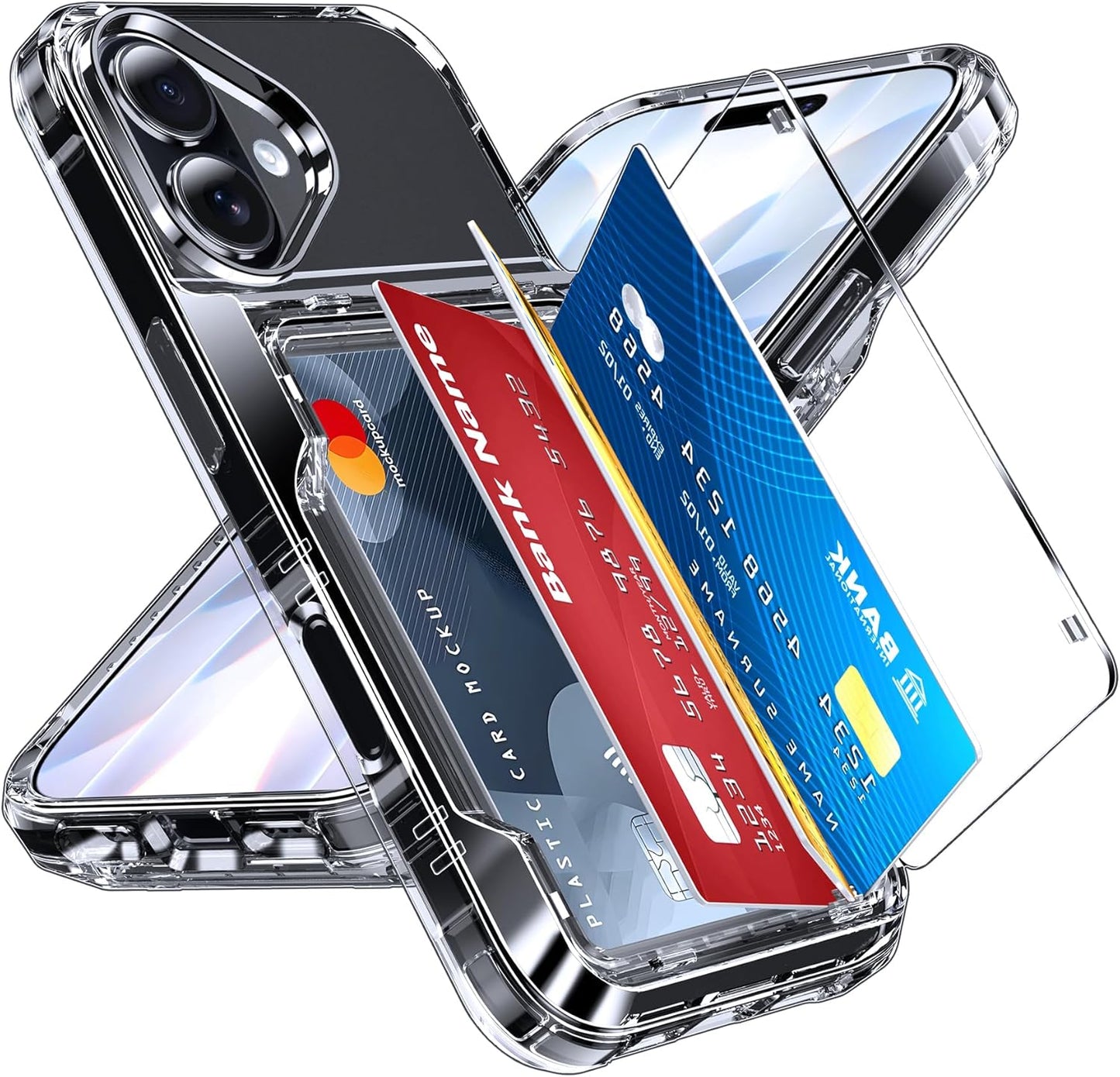 LeYi for iPhone-17 Wallet Case Clear: i Phone iphone17 Cases with Card Holder Protective iohone 17case Cover Women Funda para Heavy Duty Military Grade Hard Men ipone i17, Transparent