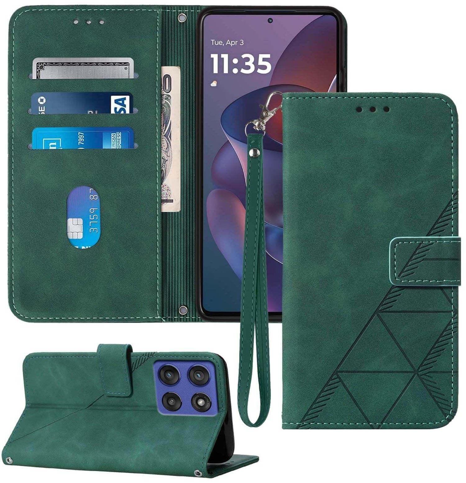 for Moto G Power 2025 Case Wallet, Card Holder Slots, Wrist Strap, TPU Interior Phone Protective, Stand PU Leather Folio Flip Cases Cover for Moto G Power - 2025 (Black)