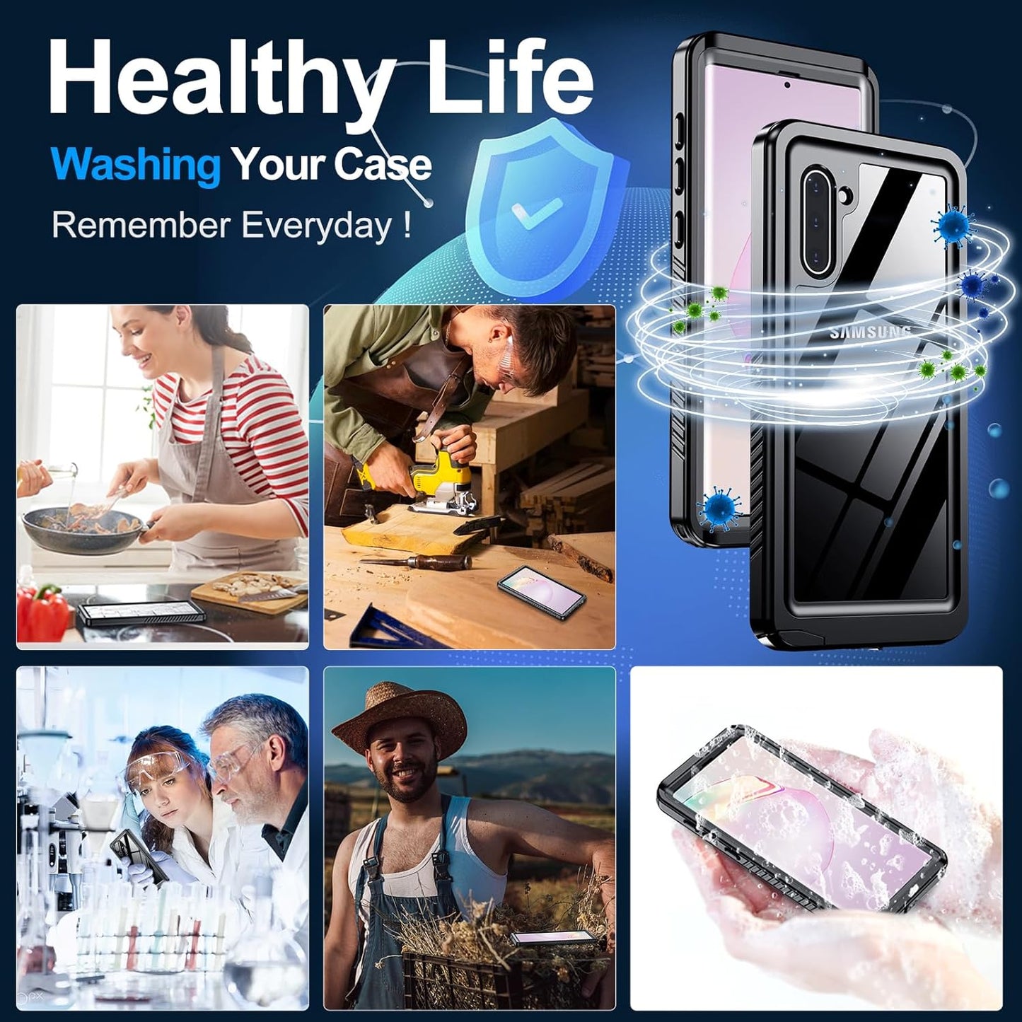 MOZOTER for Samsung Galaxy Note 10 Case Waterproof,[IPX8 Underwater Case][Full Body Shockproof & Military Dropproof] Clear Sound Quality Built-in Screen Protector for Samsung Note 10 6.3 inch-Black