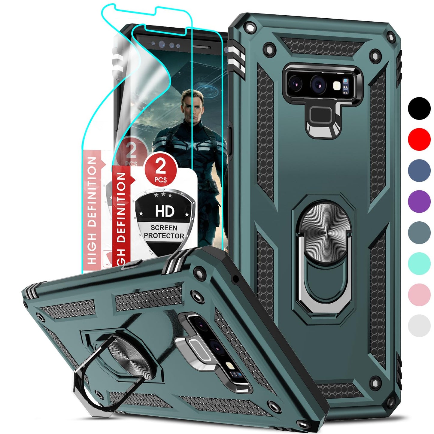 LeYi for Galaxy-Note-9-Case: [𝐍𝐨𝐭 𝐅𝐢𝐭 𝐍𝐨𝐭𝐞 𝟖] Samsung Note 9 Phone Case with [2 Pcs] Screen Protectors for Men, [Military-Grade] Phone Cover with Kickstand for Samsung Galaxy Note 9, Blue