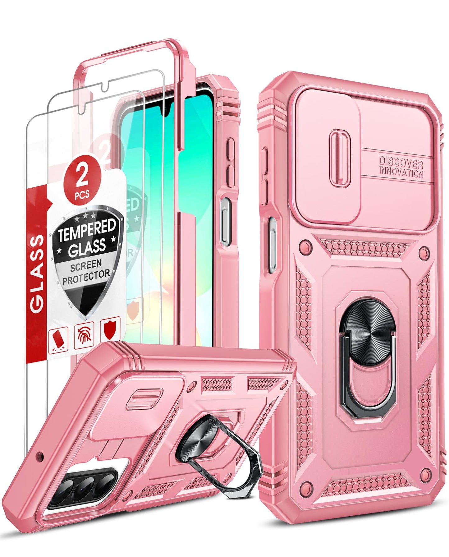 LeYi Compatible for Samsung Galaxy S24-FE Case: [𝗡𝗼𝘁 𝗳𝗶𝘁 𝗦𝟮𝟰 𝟱𝗚] Samsung S24 FE Case with S24FE Screen Protector X2 & Magnetic Stand, Military-Grade Cell Galaxy S 24 FE Phone, Black