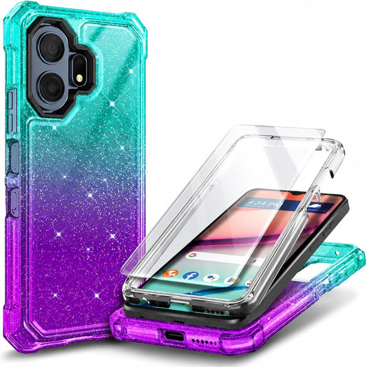 for TCL NXTPAPER 70 Pro Case, Shockproof Cover, Glitter Aqua/Purple