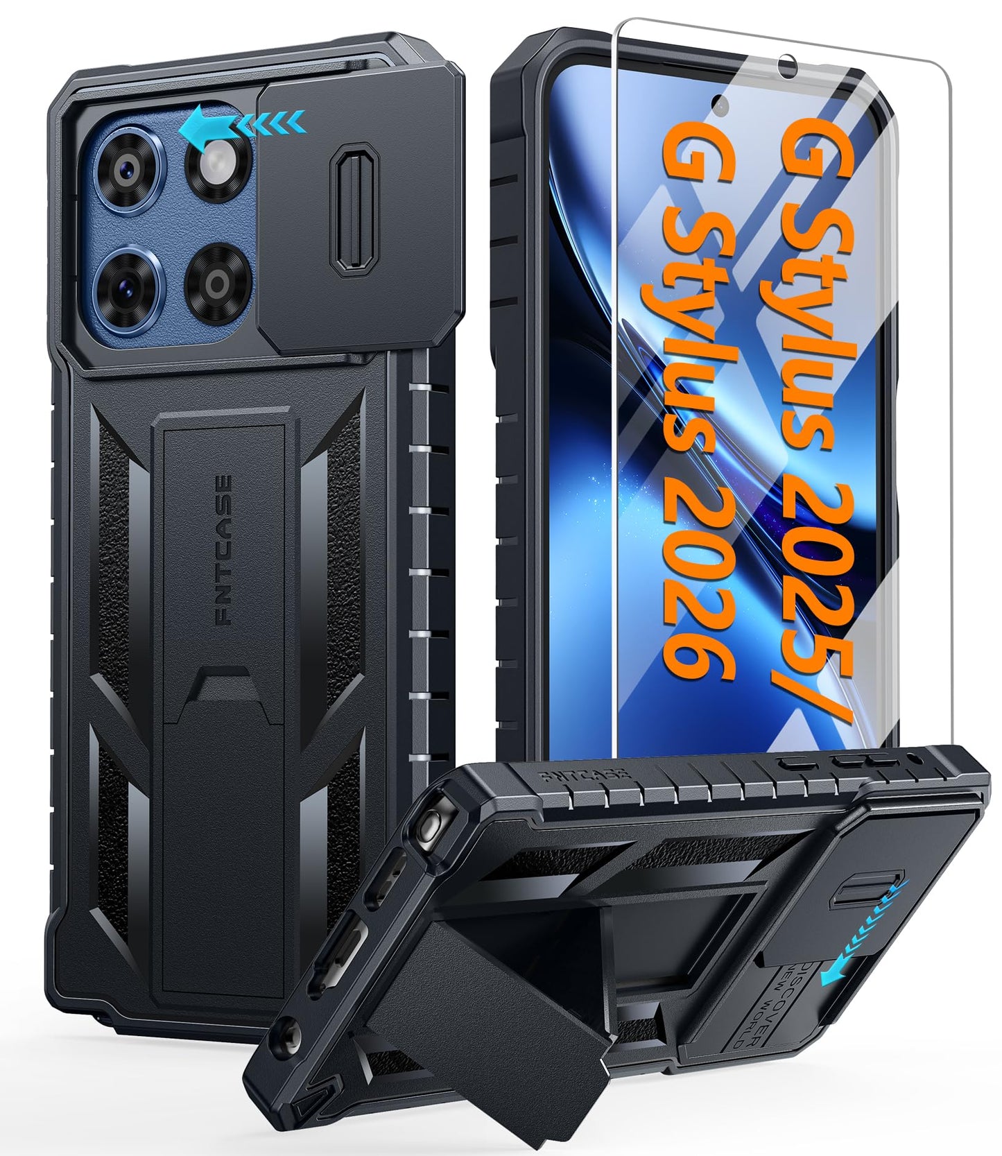 FNTCASE for Galaxy A17/A16-5G Case: Samsung A17 5G Military-Grade Dropproof Phone Cover with Kickstand & Slide Camera Cover | Protective Heavy Duty Rugged Phone Case Bumper Textured Protector (Blue)