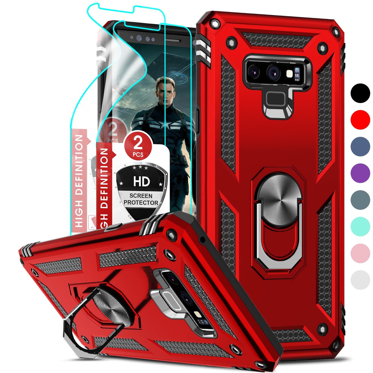 LeYi for Galaxy-Note-9-Case: [𝐍𝐨𝐭 𝐅𝐢𝐭 𝐍𝐨𝐭𝐞 𝟖] Samsung Note 9 Phone Case with [2 Pcs] Screen Protectors for Men, [Military-Grade] Phone Cover with Kickstand for Samsung Galaxy Note 9, Blue