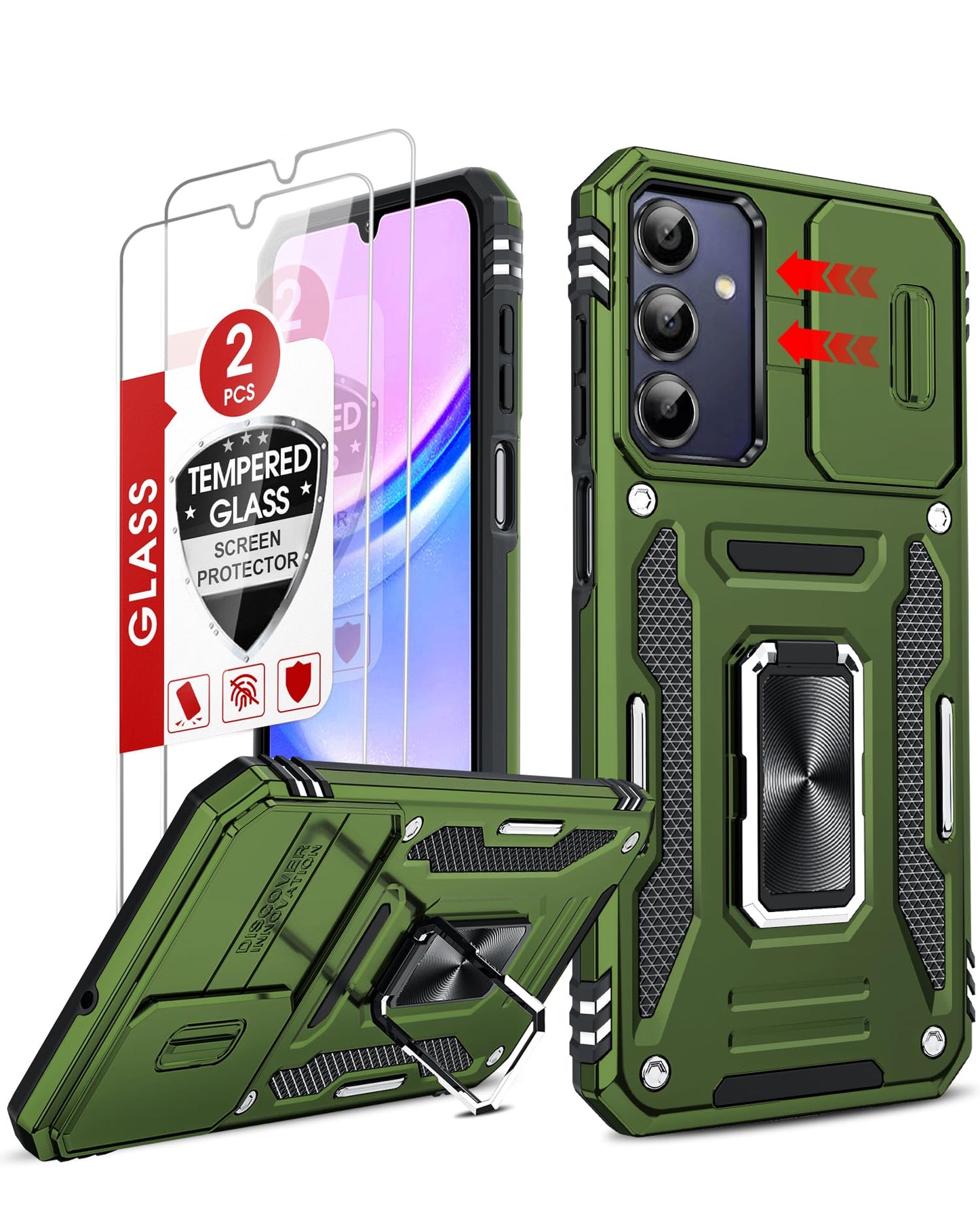LeYi Compatible for Samsung Galaxy S24-FE Case: [𝗡𝗼𝘁 𝗳𝗶𝘁 𝗦𝟮𝟰 𝟱𝗚] Samsung S24 FE Case with S24FE Screen Protector X2 & Magnetic Stand, Military-Grade Cell Galaxy S 24 FE Phone, Black