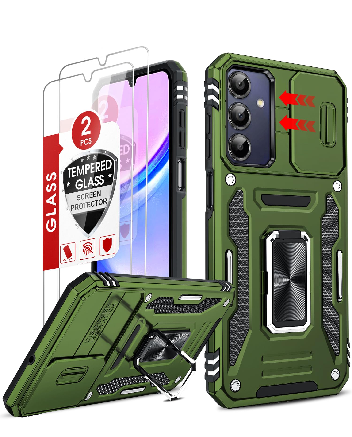 LeYi Compatible for Samsung Galaxy S24-FE Case: [𝗡𝗼𝘁 𝗳𝗶𝘁 𝗦𝟮𝟰 𝟱𝗚] Samsung S24 FE Case with S24FE Screen Protector X2 & Magnetic Stand, Military-Grade Cell Galaxy S 24 FE Phone, Black