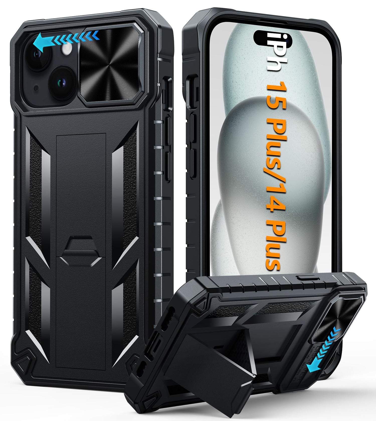 FNTCASE for Galaxy A17/A16-5G Case: Samsung A17 5G Military-Grade Dropproof Phone Cover with Kickstand & Slide Camera Cover | Protective Heavy Duty Rugged Phone Case Bumper Textured Protector (Blue)