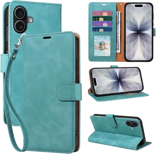 RFID Blocking for iPhone 17 Wallet Case, 4 Card Slots Holder, Wrist Strap, Soft PU Leather, Shockproof Protective, Phone Stand, Flip Cases, Magnetic Closure, Folio Cover (Green)