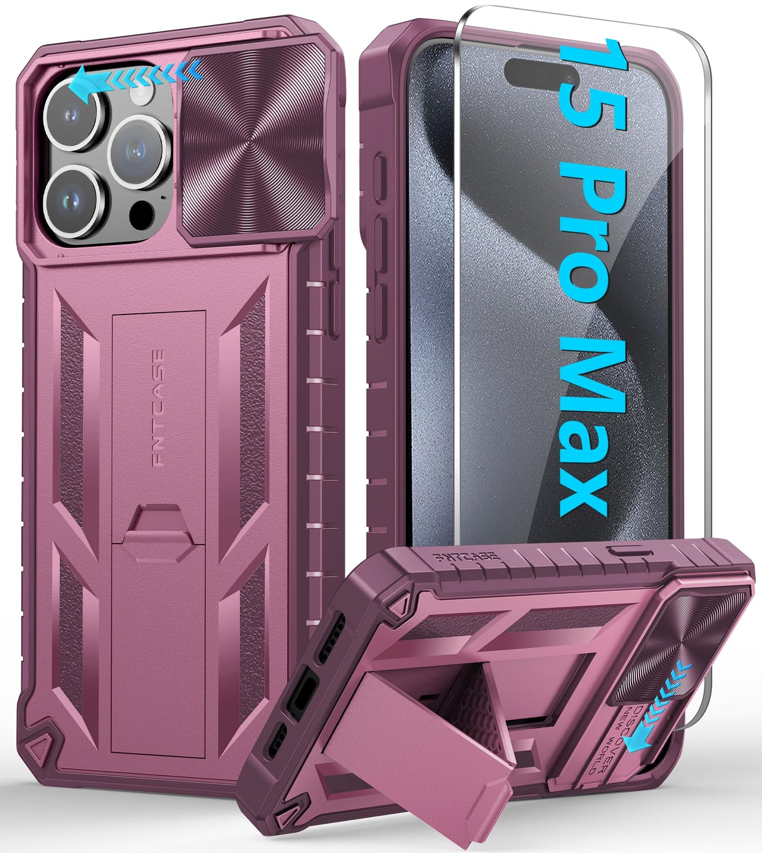 FNTCASE for Galaxy A17/A16-5G Case: Samsung A17 5G Military-Grade Dropproof Phone Cover with Kickstand & Slide Camera Cover | Protective Heavy Duty Rugged Phone Case Bumper Textured Protector (Blue)