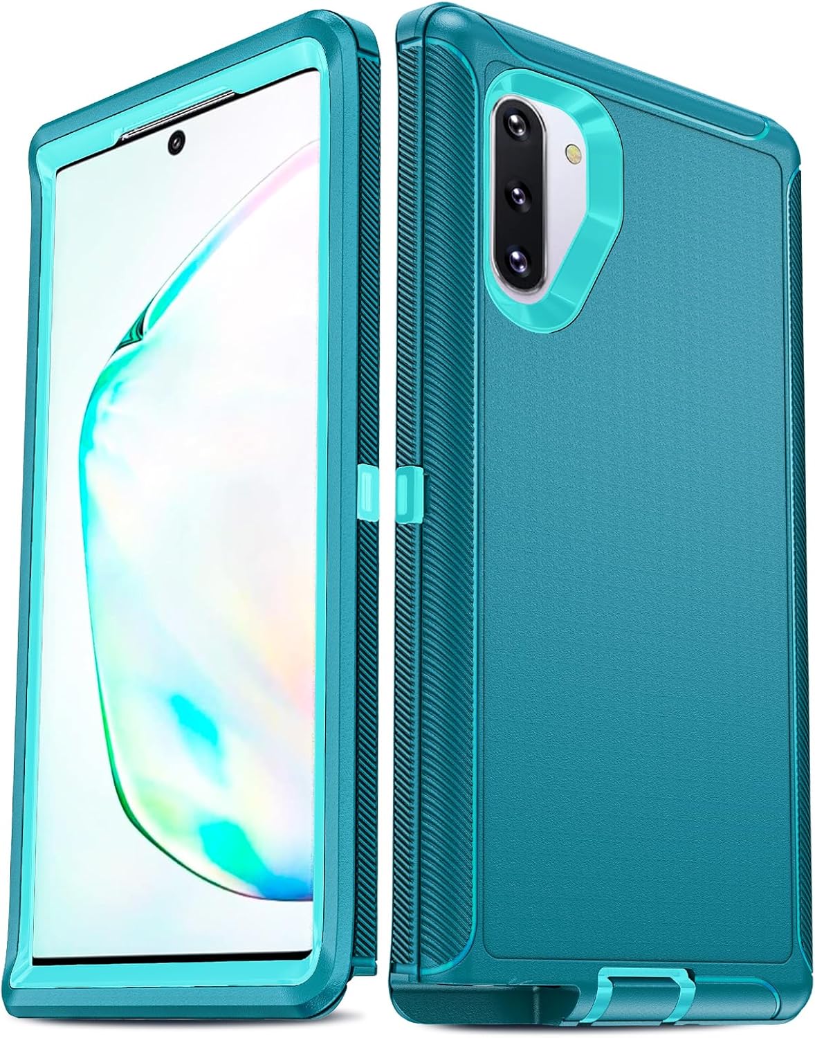 LeYi Compatible for Galaxy Note 10 Case[Not for Plus/+], Upgrade 3-in-1 Full Body Shockproof Rubber Outer Cover Heavy Duty Tough Rugged Dustproof Defender Protection Case for Samsung Note 10 (Teal)