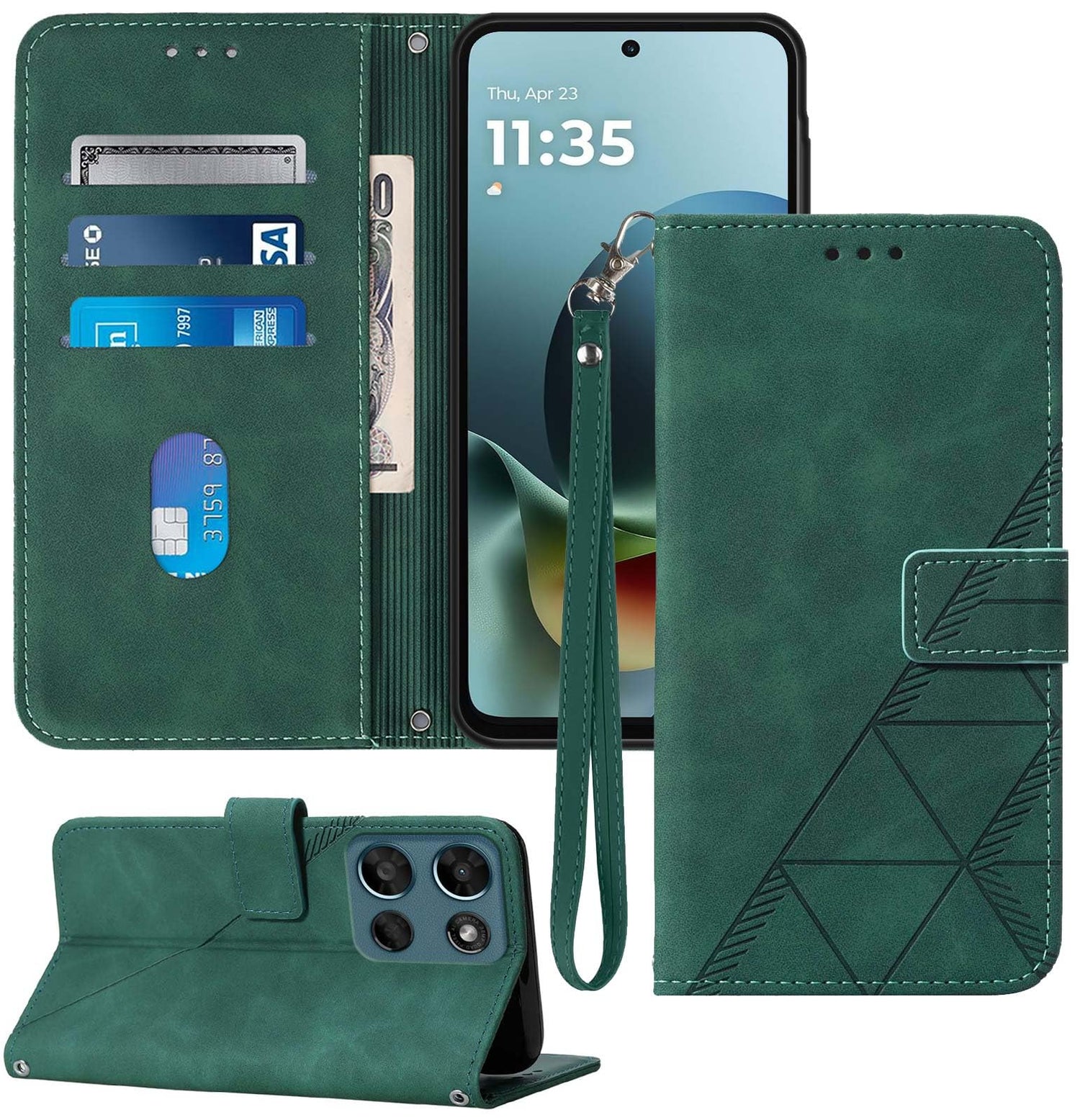 for Moto G Power 2026 Case Wallet, Card Holder Slots, Wrist Strap, TPU Interior Phone Protective, Stand PU Leather Flip Cases Cover for Moto G Power - 2026 (Black)