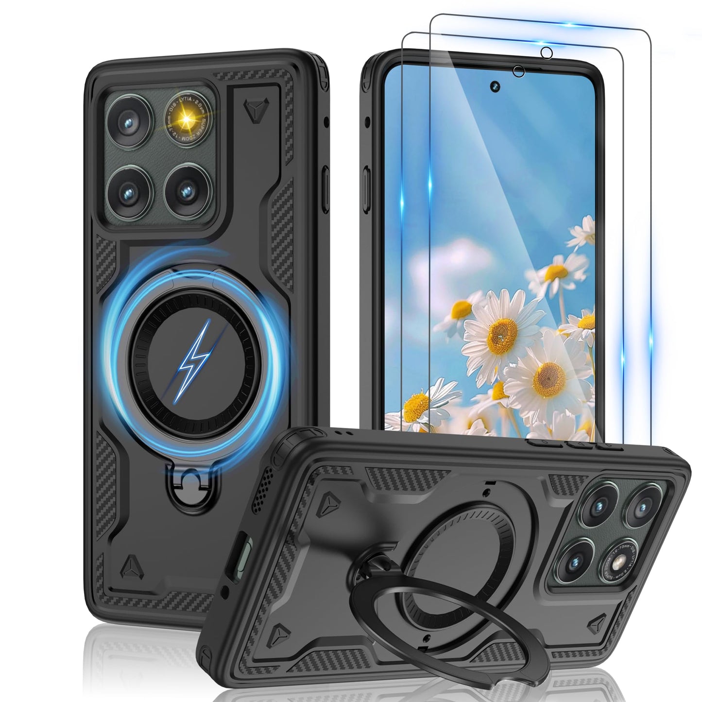 Gritup for Moto G Power 5G 2026/2025 Magnetic Case Compatible with MagSafe & HD Screen Protector×2 Metal Rotated Kickstand Military Grade Shockproof Protective Moto G Power 5G 2026/2025 Black